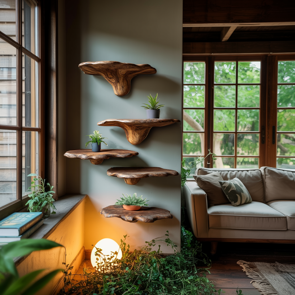 Modern Wooden Mushroom Shelf Furniture Decor For Home SILDTTRMR004