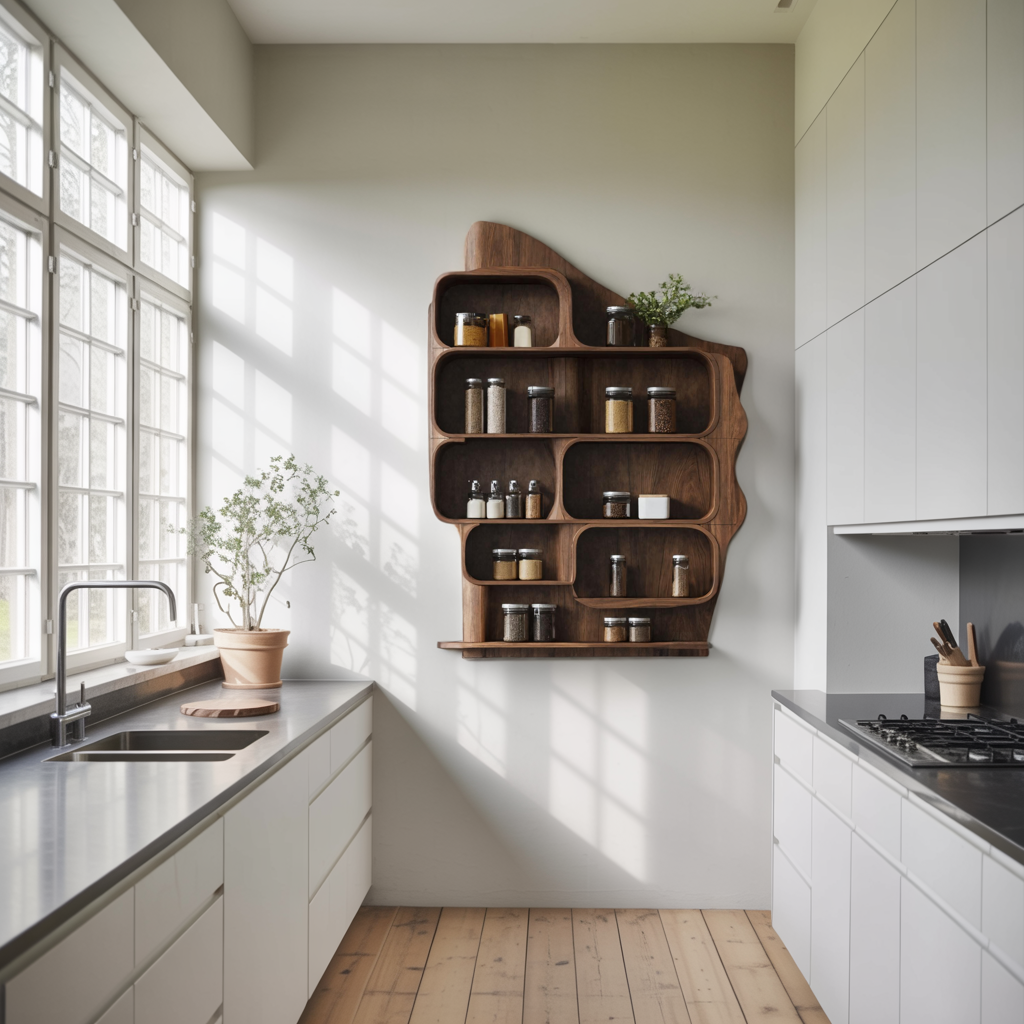 Handmade Wooden Spice Rack For Farmhouse Kitchen Wall SILDTTRSRS008