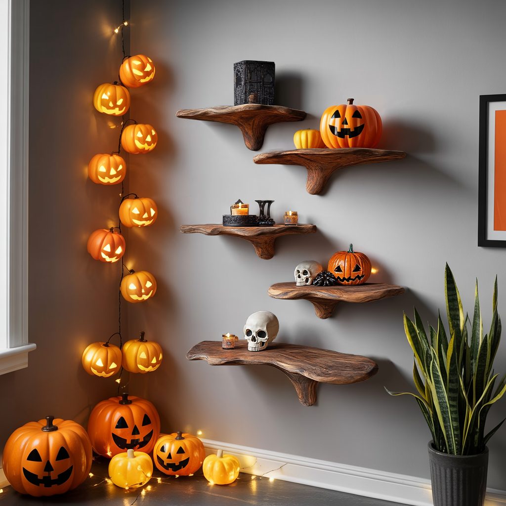 Mid Century Live Edge Mushroom Shelf Halloween Bedroom Styling SILDTTRHMR021