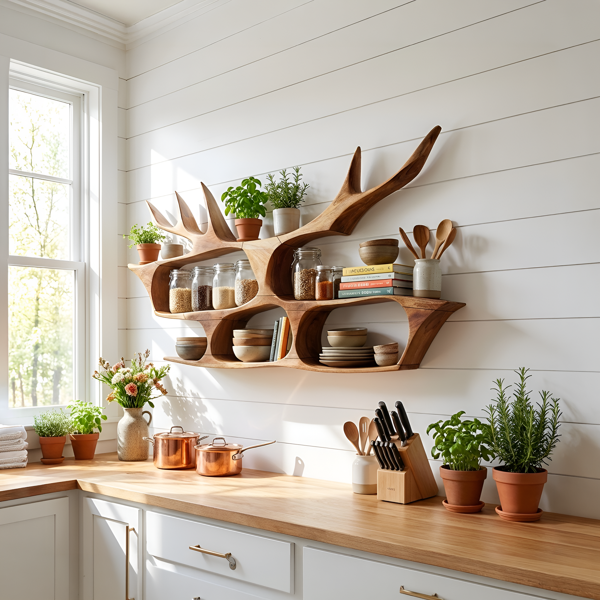 Mid Century Handcrafted Wooden Wall Mount Shelf For Entryway SILDTTRWMS032