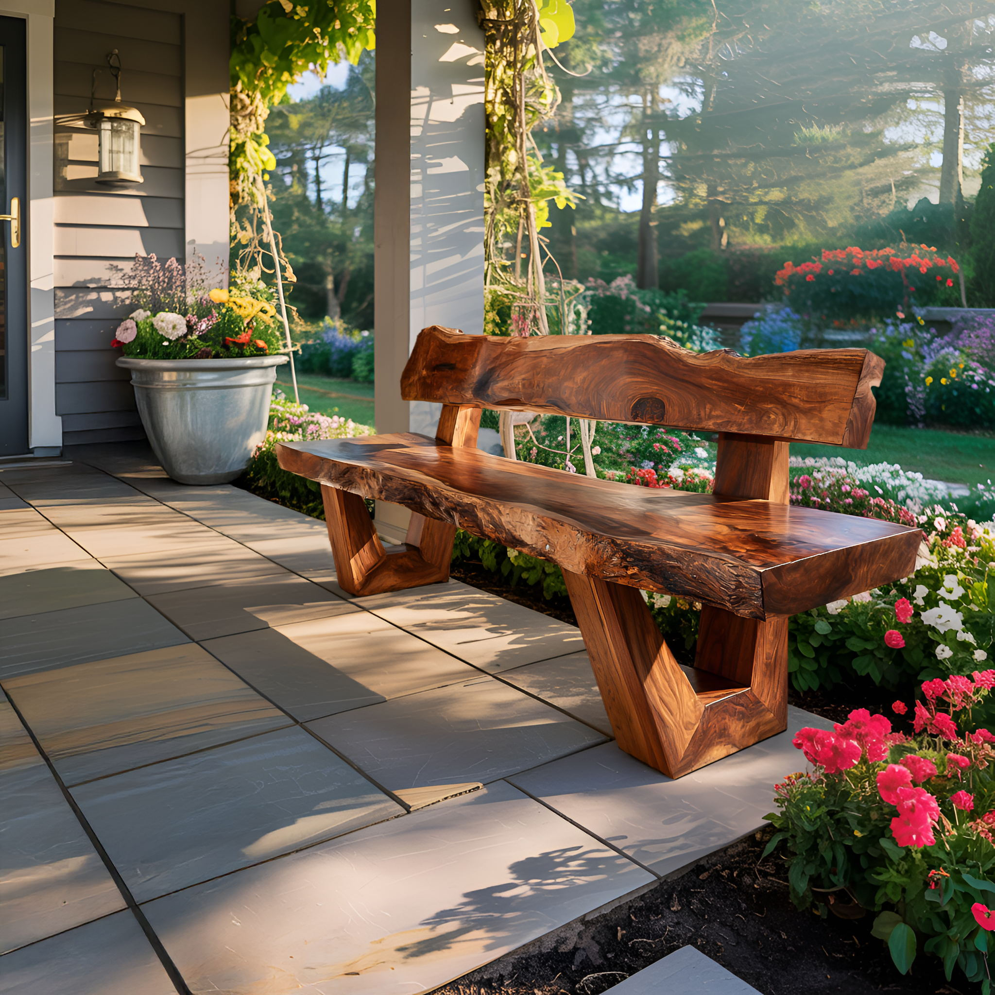 Modern Outdoor Wood Bench For Exterior Seating RTTHTTGDB029