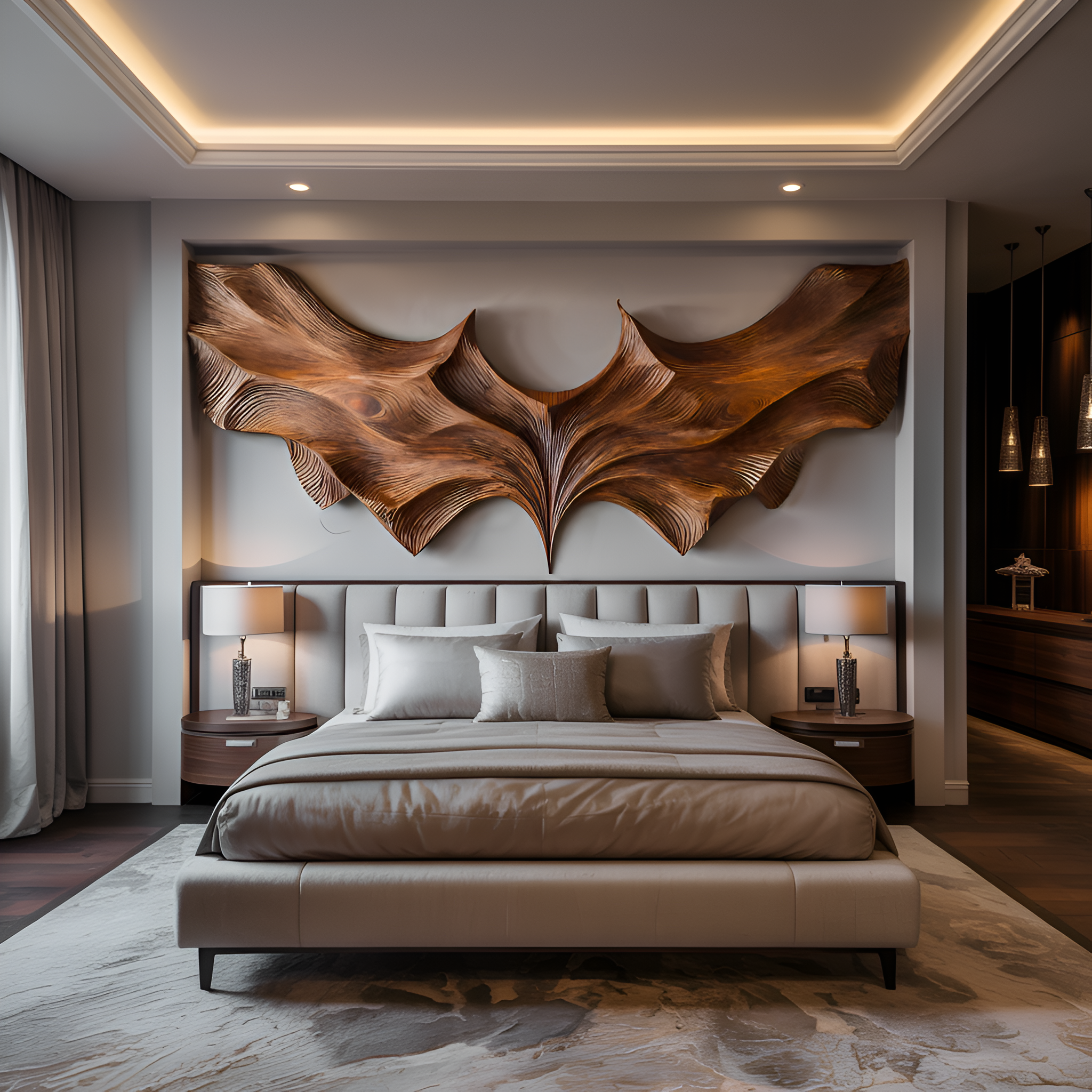 Contemporary Sculptural Wood Bat Wall Art For Living Room RTTHTTWA077