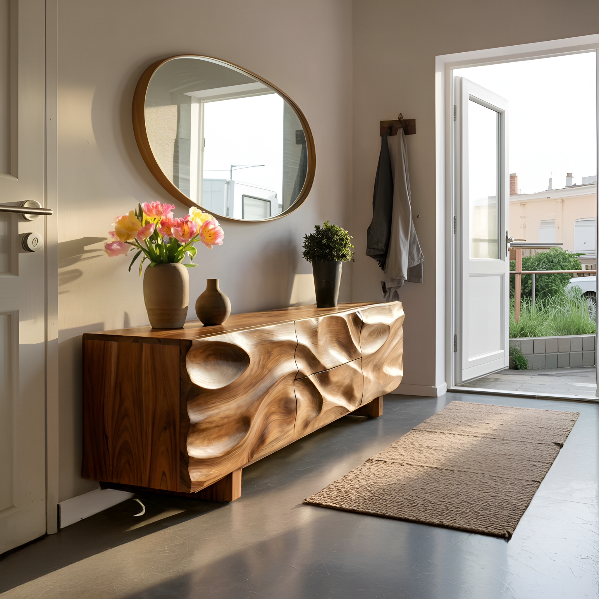 Modern Organic Sideboard Storage Cabinet For Living Room RTTHHNSD019