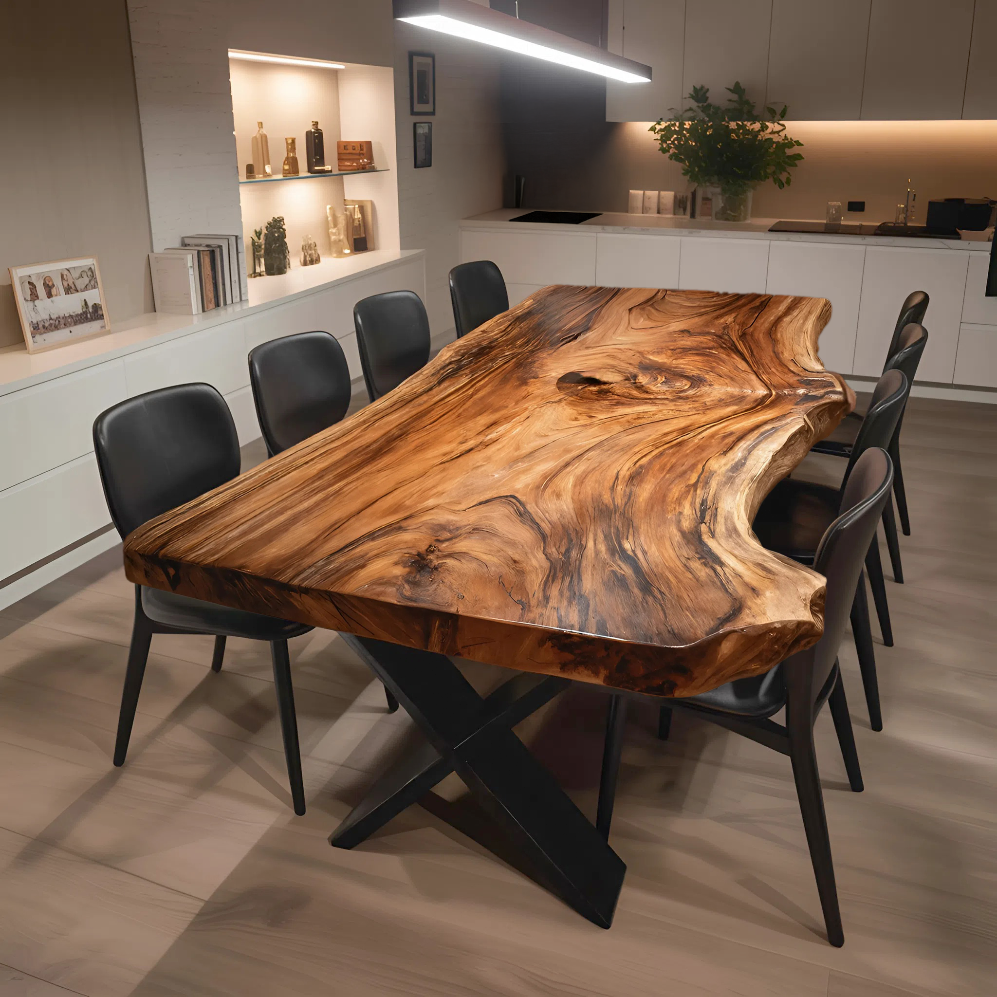 Dining Room Modern Live Edge Dining Table Natural Grain SILDTTRDN021