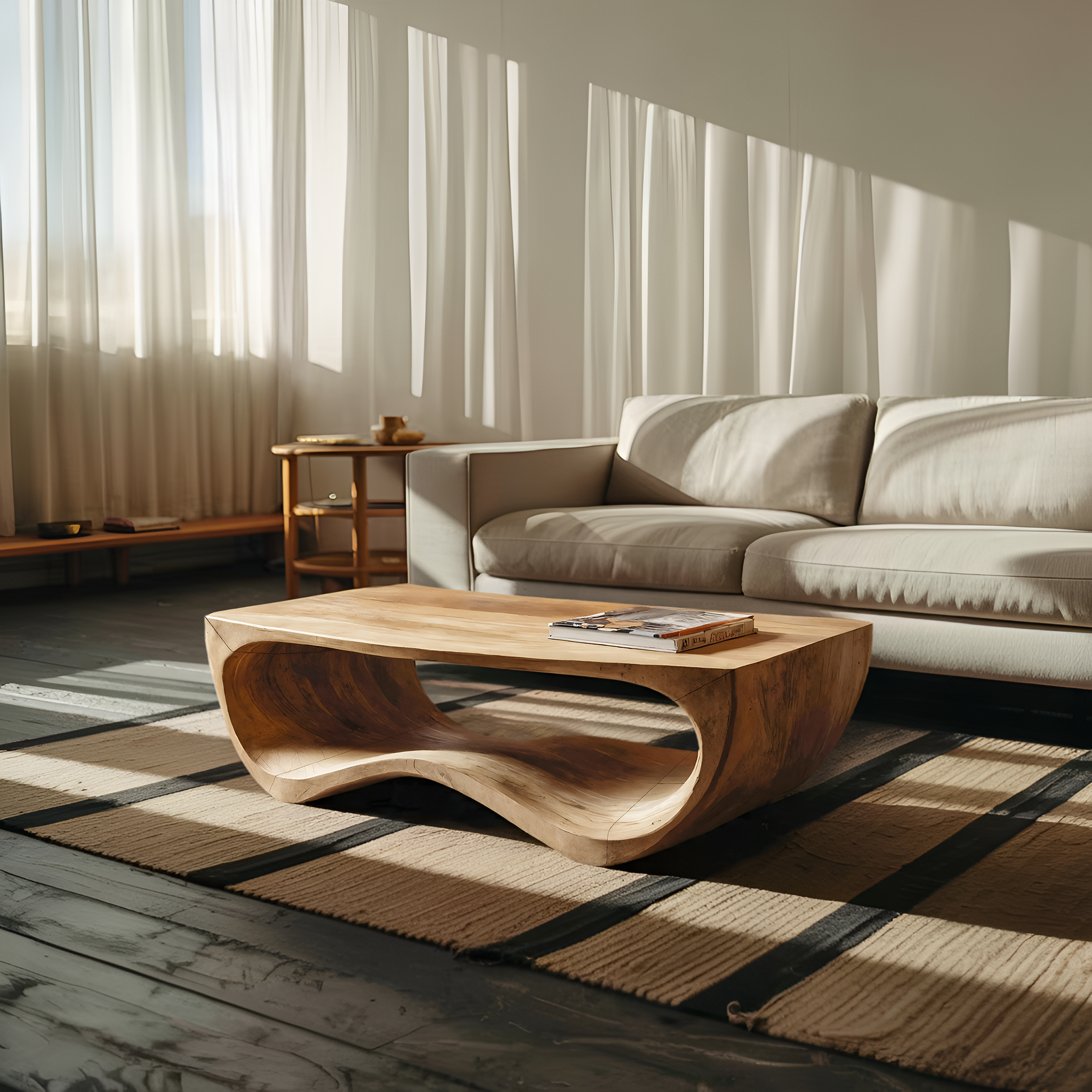 Artistic Sculptural Curved Coffee Table For Living Room RTTHHNCF052