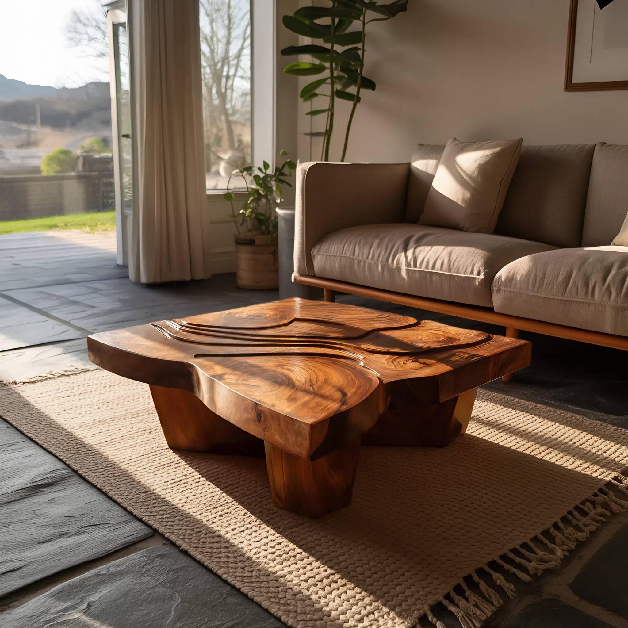 Modern Farmhouse Abstract Coffee Table For Living Room Decor SILDTTRCF088