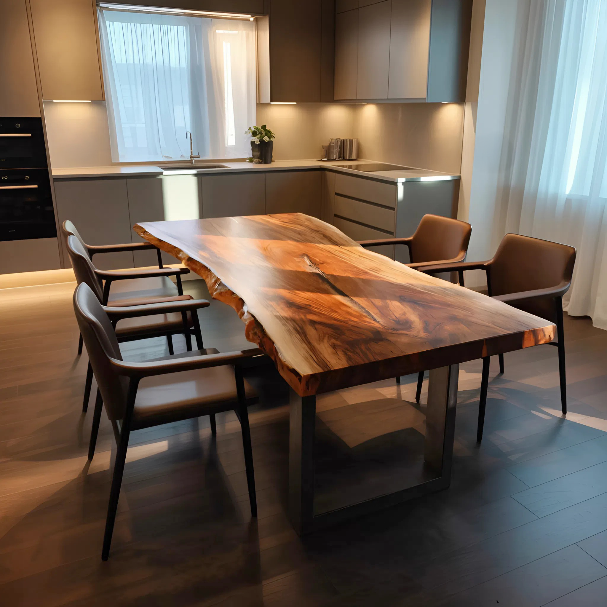 Kitchen Decor Farmhouse Live Edge Dining Table Rustic Look SILDTTRDN024