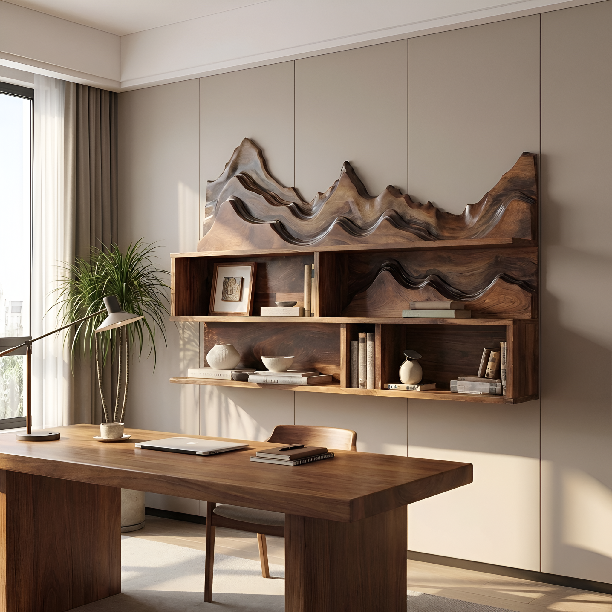 Minimalist Wooden Wall Mounted Bookshelf For Office Storage SILDTTRWMS010