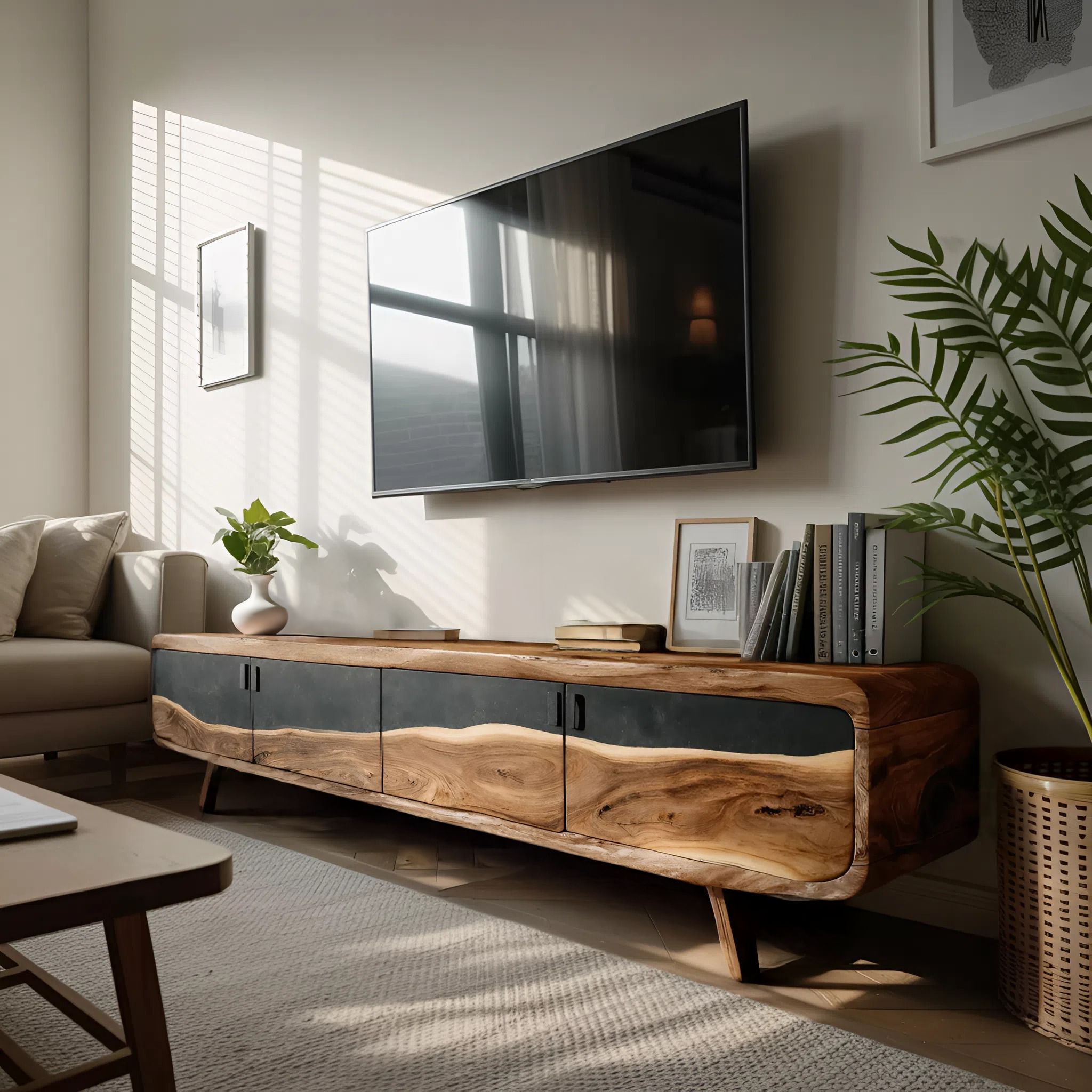 Handcrafted Live Edge TV Console For Home Style SILDTTNTVC100