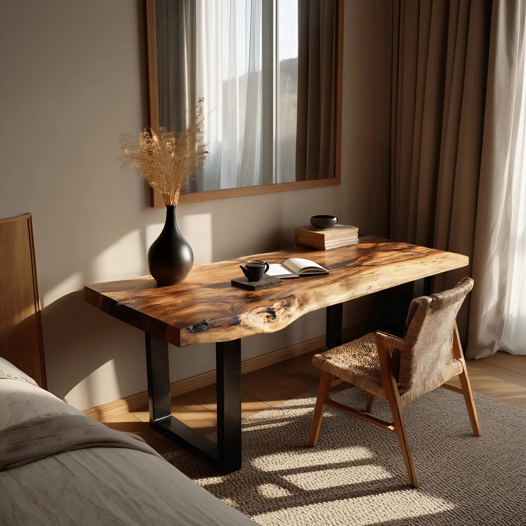 Handcrafted Wooden Tabletop For Modern Bedroom Decor SILDTTNDE011