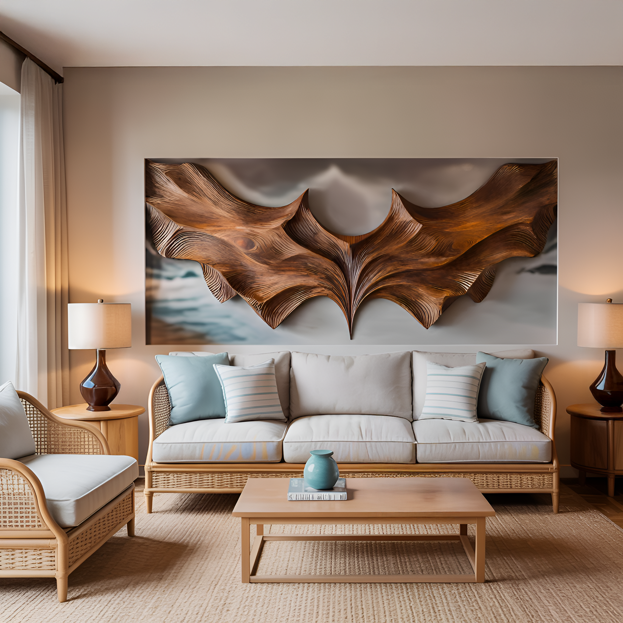 Contemporary Sculptural Wood Bat Wall Art For Living Room RTTHTTWA077