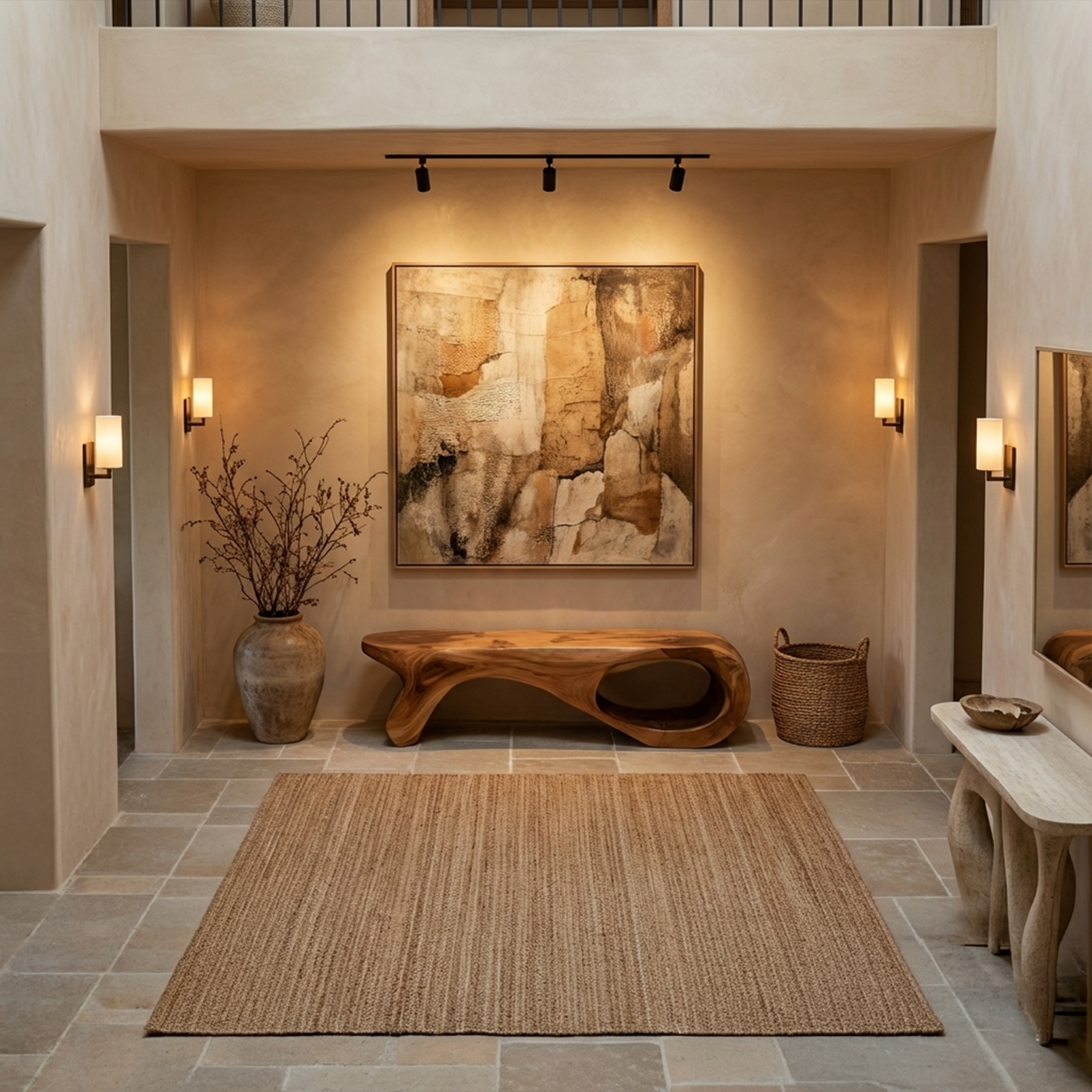 Artistic Sculptural Organic Bench For Entryway Decor SITHHNCHR060