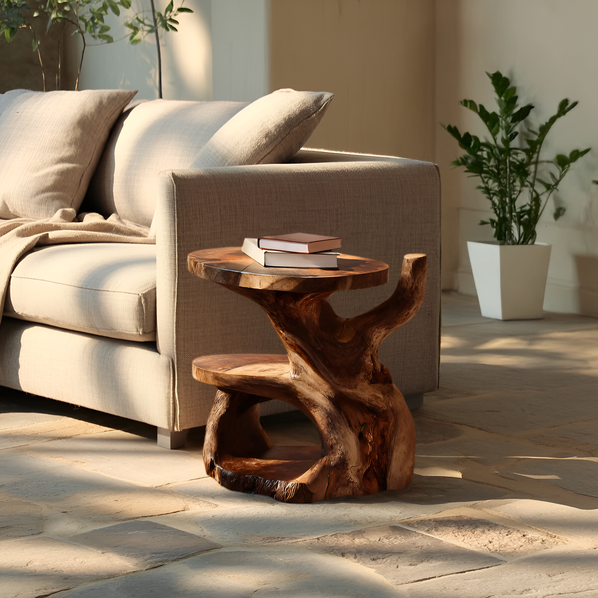 Elegant Side Table With Shelf Layered For Living Room RTTHTTSTA026