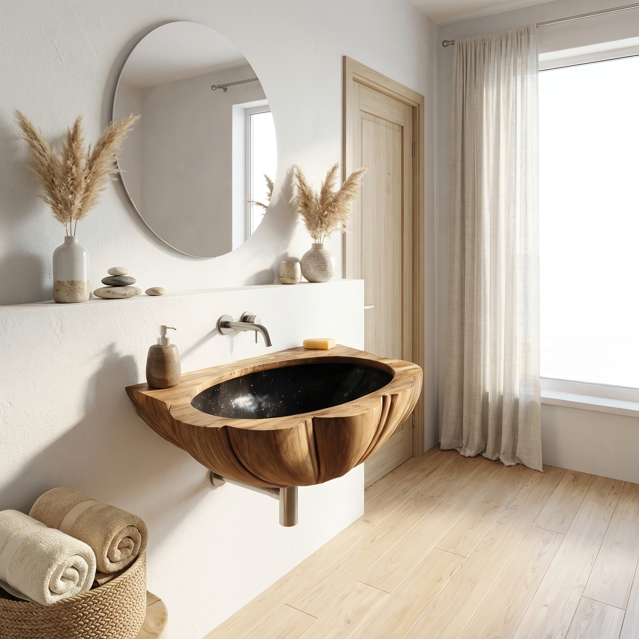 Mid Century Wall Mounted Wooden Bathroom Sink For Stylish Bathroom Decor SILDTTNVS069