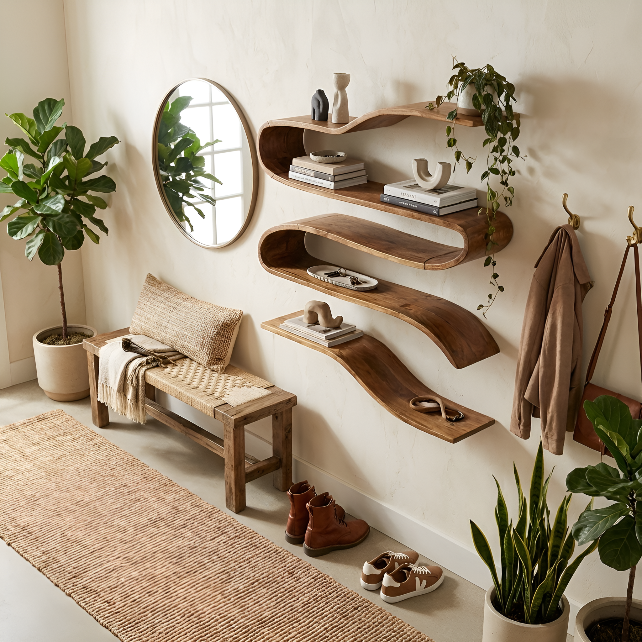 Industrial Natural Wood Kitchen Floating Shelf For Pantry Storage SILDTTRWMS016