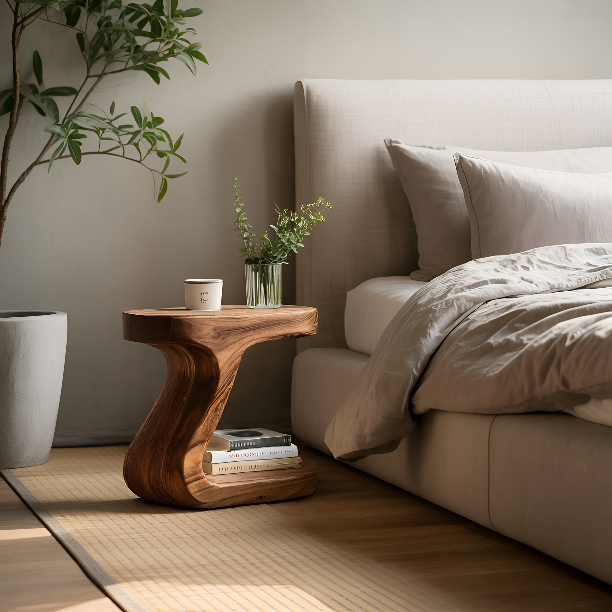 Minimalist Organic Shaped Nightstand For Bedroom RTTHHNNS001