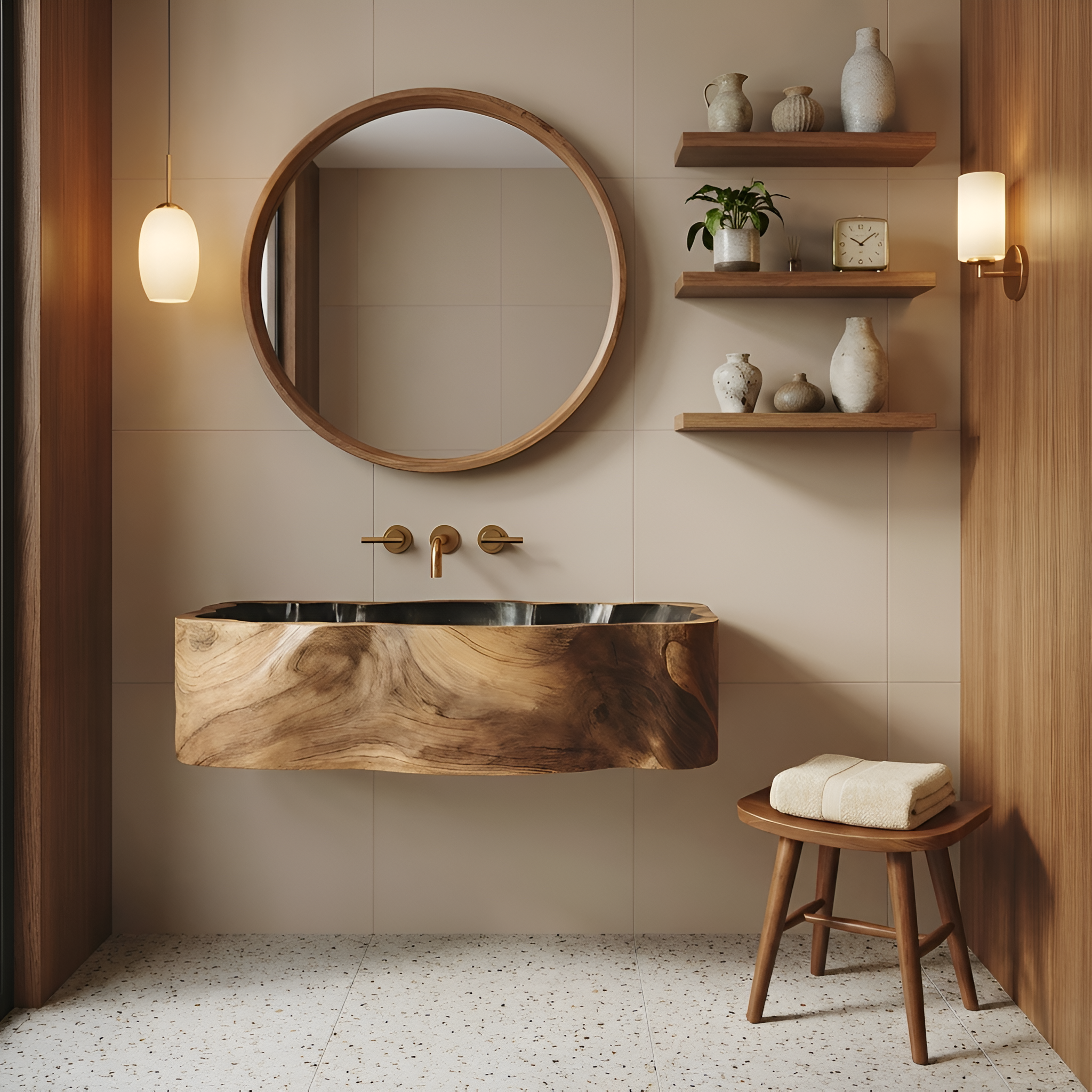Mid Century Solid Wood Vanity Sink For Bathroom Interior Furniture Decor SILDTTNVS073