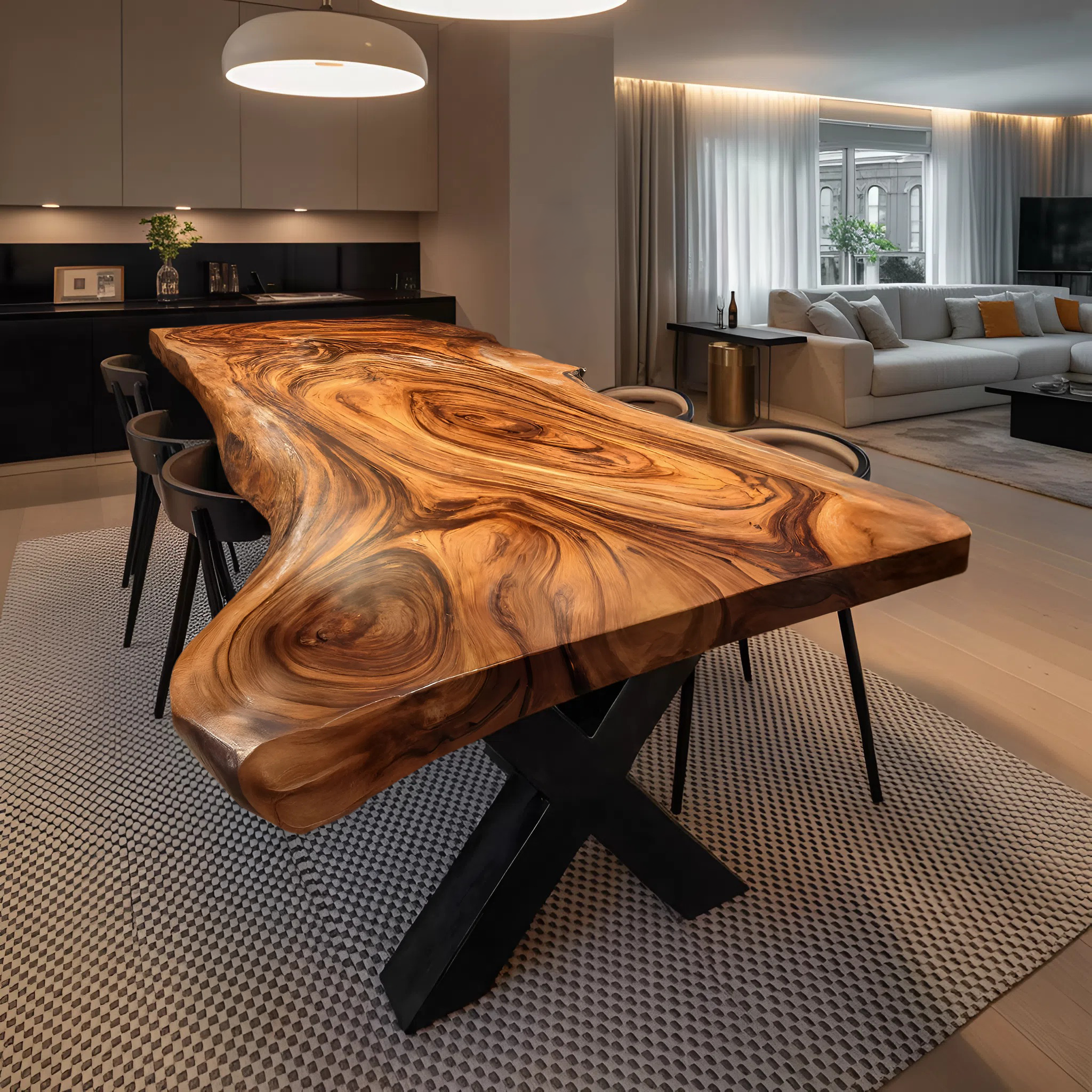 Dining Room Farmhouse Live Edge Dining Table Rustic Wood SILDTTRDN022