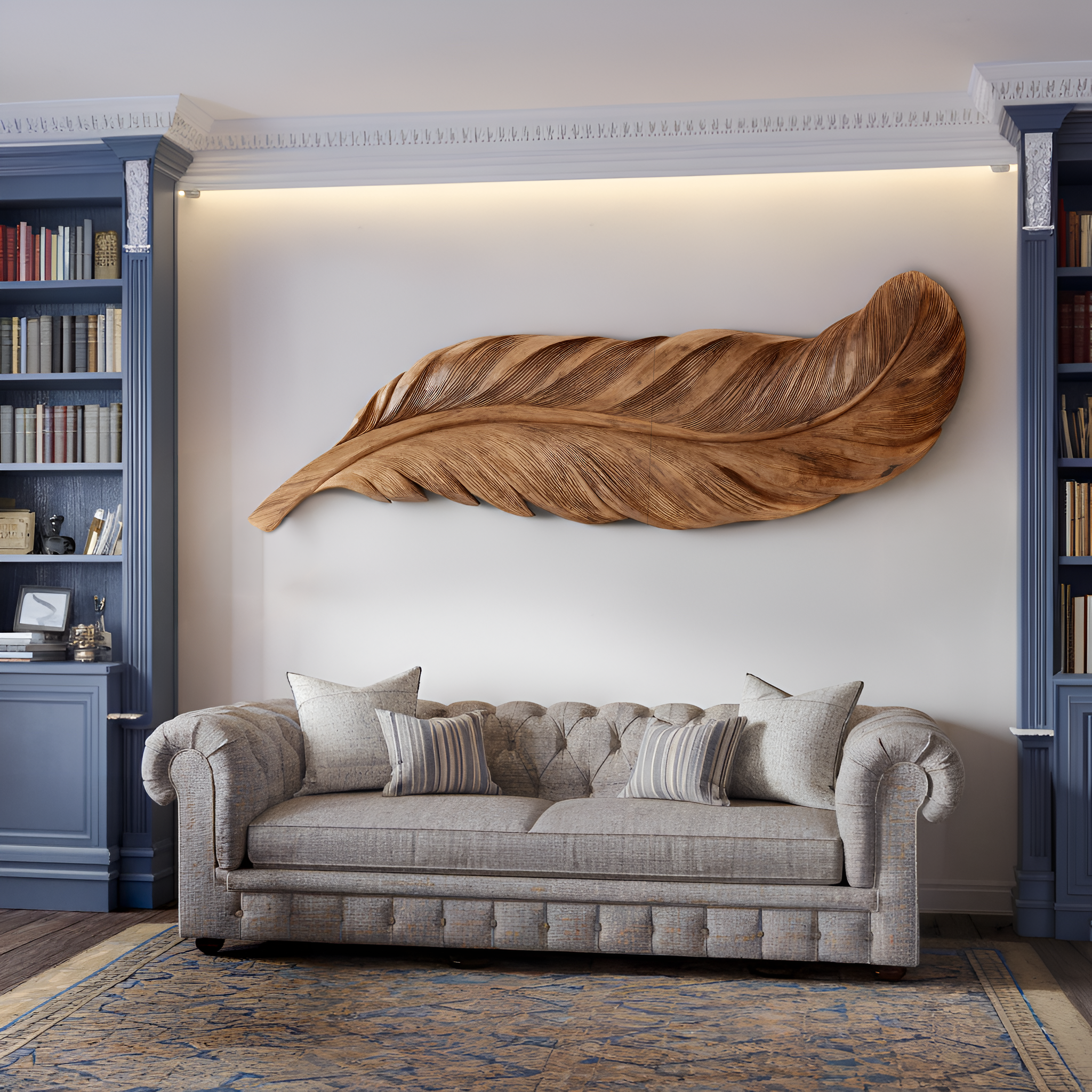 Organic Carved Feather Wall Art For Modern Living Room RTTHHNWA100