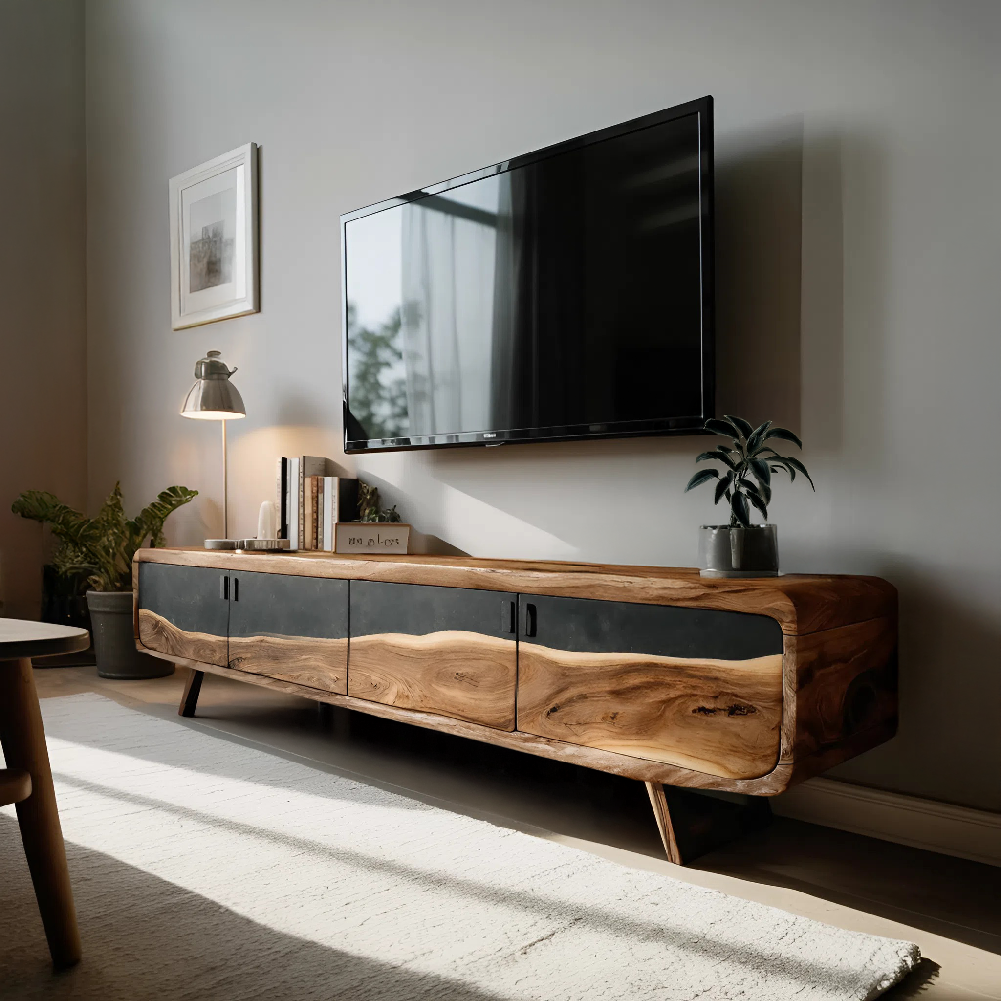 Handcrafted Live Edge TV Console For Home Style SILDTTNTVC100