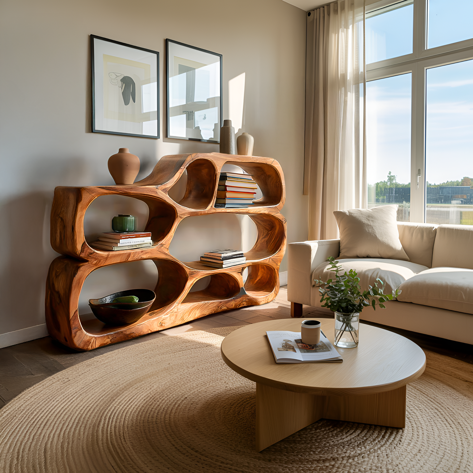Artistic Curved Bookshelf For Living Room Styling RTTHTTBS043