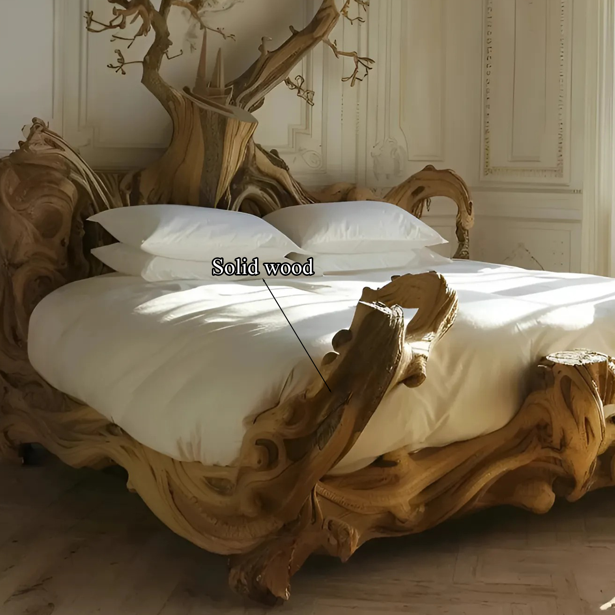 Rustic Bed Frame Solid Wood Furniture Handmade Decor Bed Room SINLWB005