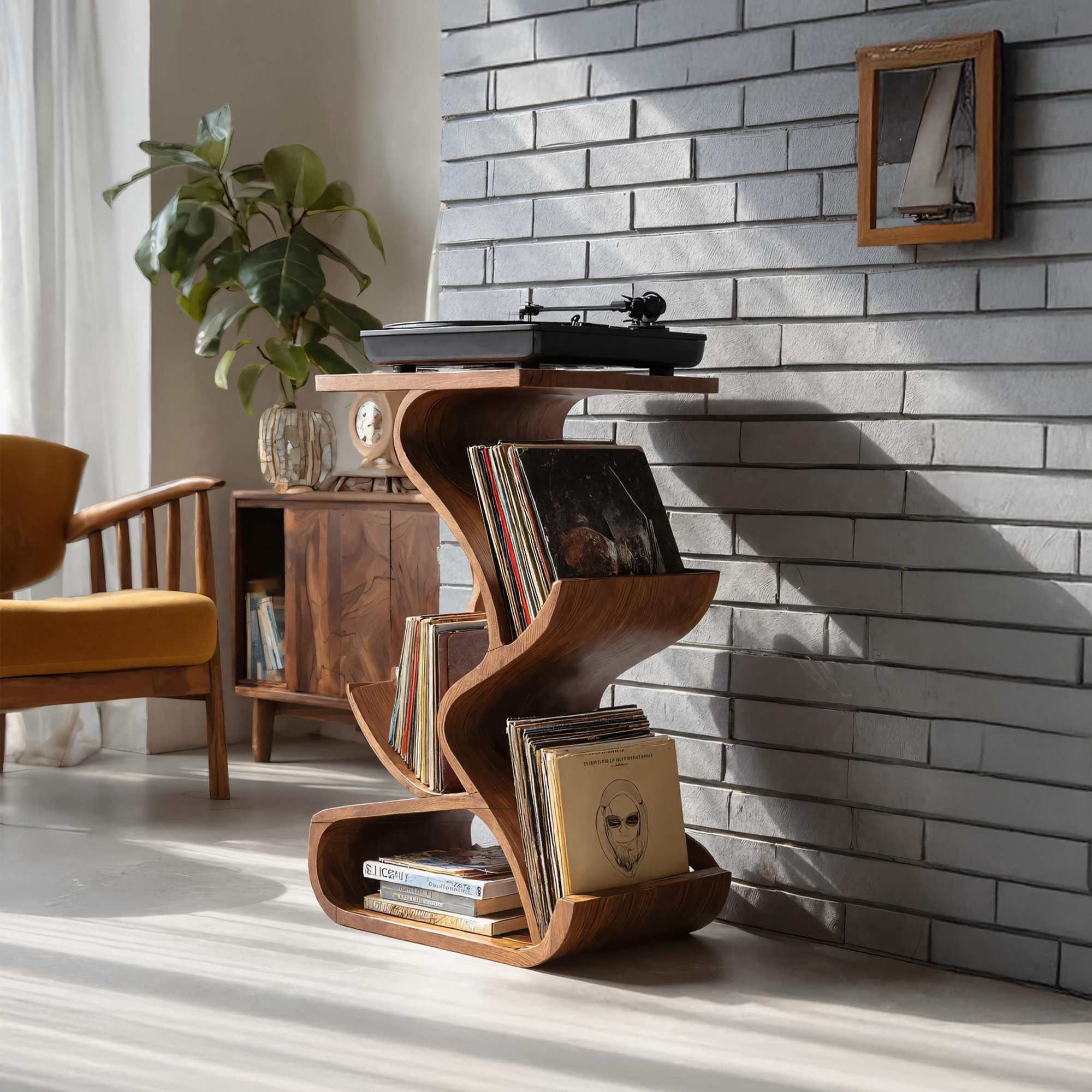 Handcrafted Record Stand With Storage For Furniture SILDTTRRPT035