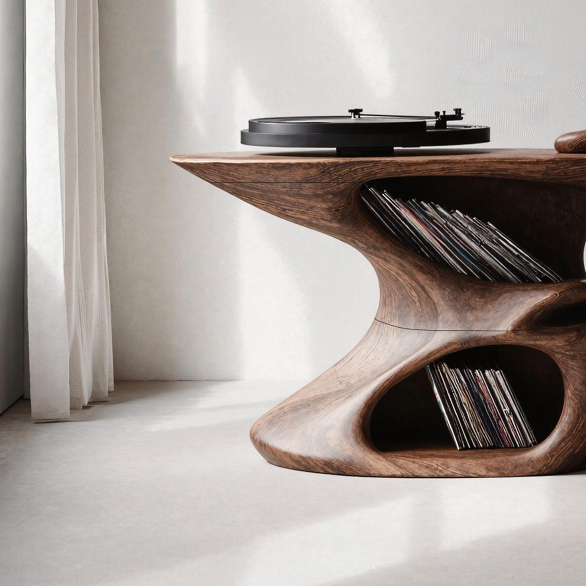 Rustic Live Edge Record Stand Natural Entryway Piece SILDTRPT032