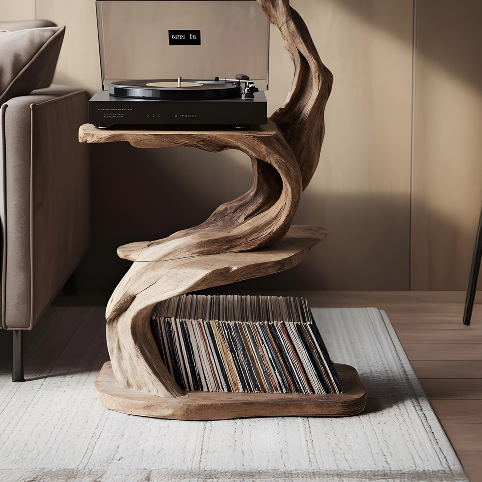 Rustic Record Stand Industrial Living Room Furniture SILDTRPT028