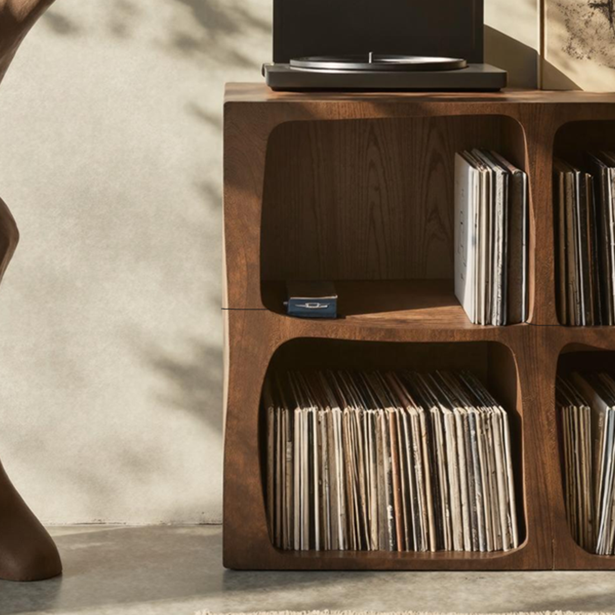 Mid Century Live Edge Record Stand Modern Living Room SILDTTNRPT008