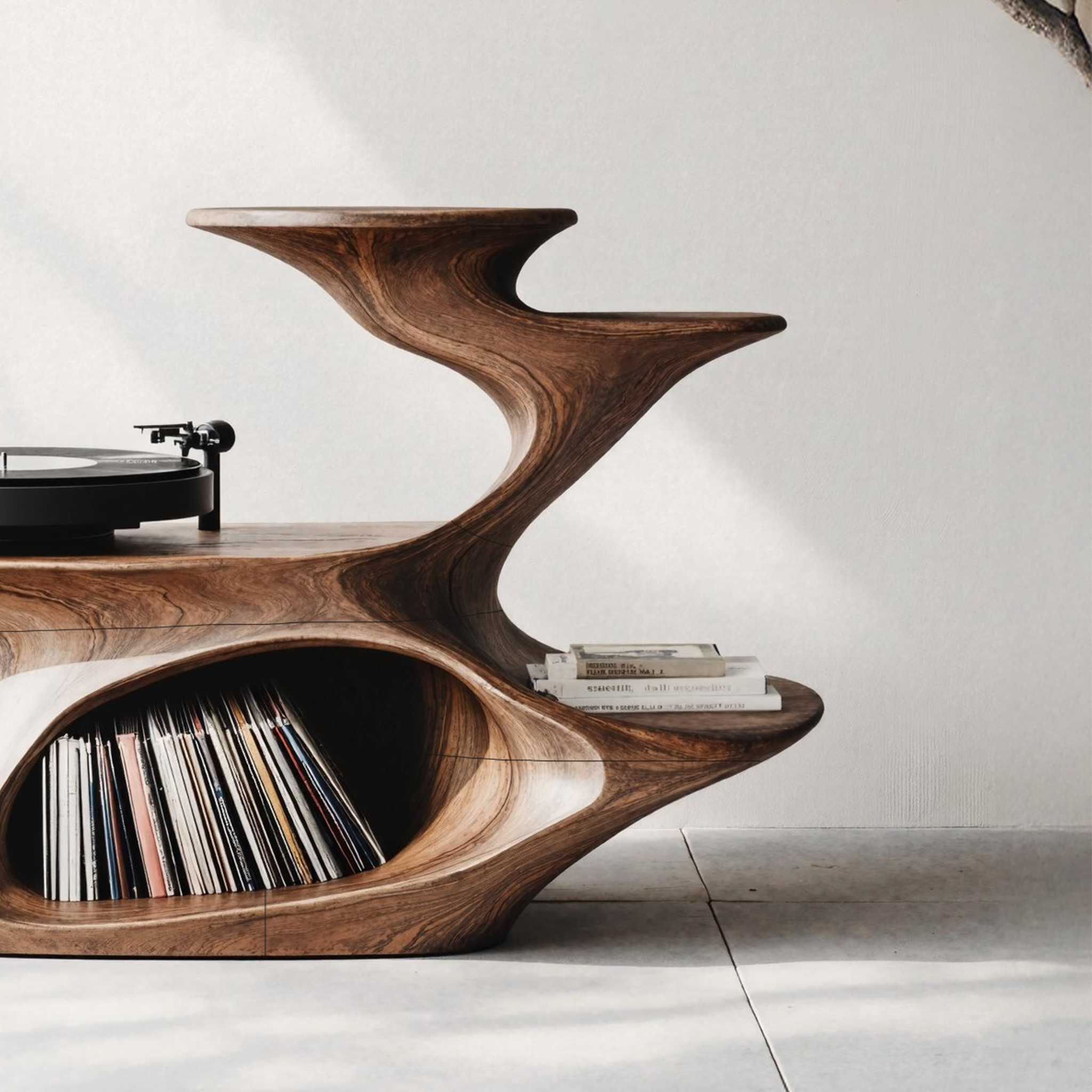 Handcrafted Live Edge Record Stand Unique Living Room SILDTTNRPT007