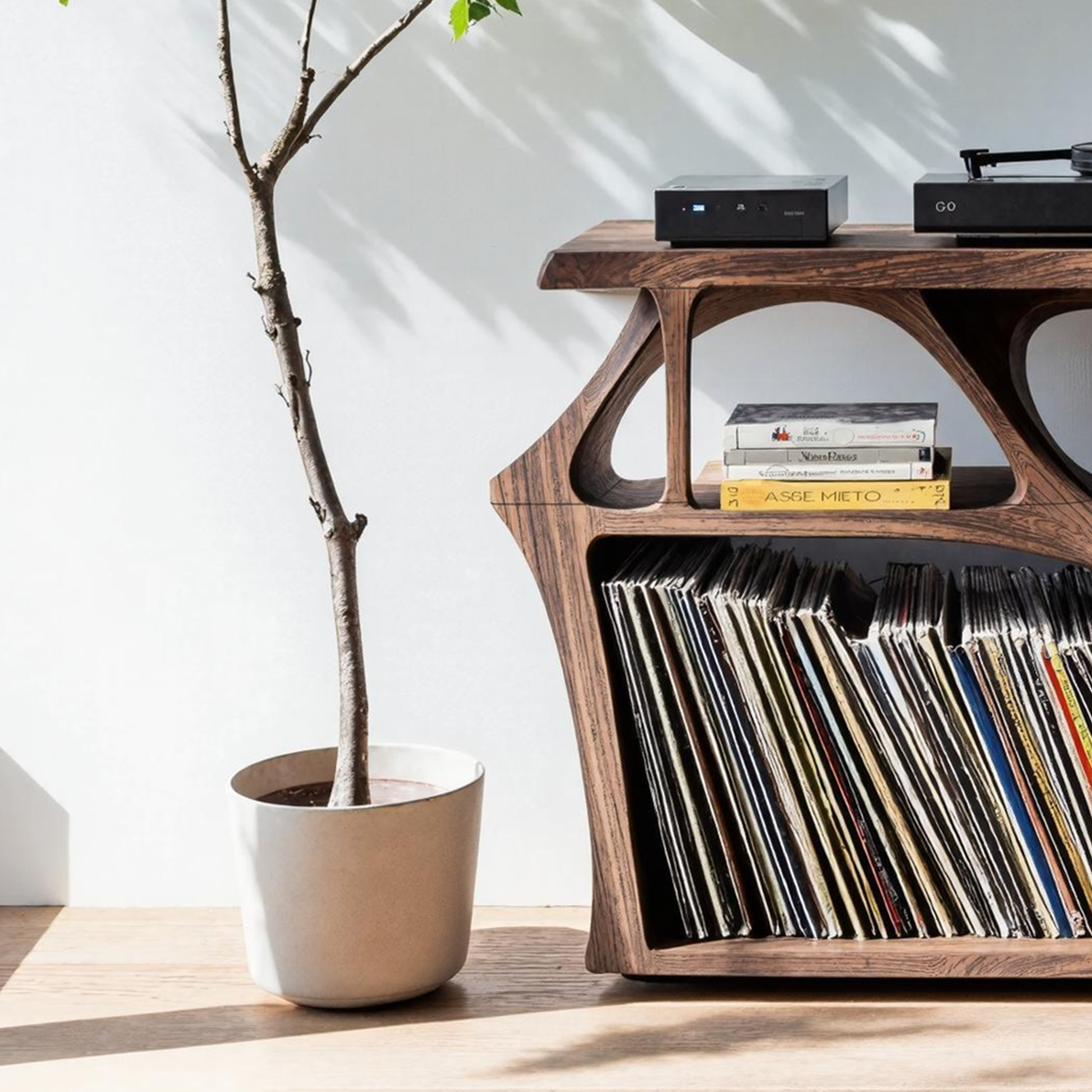 Mid Century Record Stand Living Room Decor Essential SILDTTNRPT009