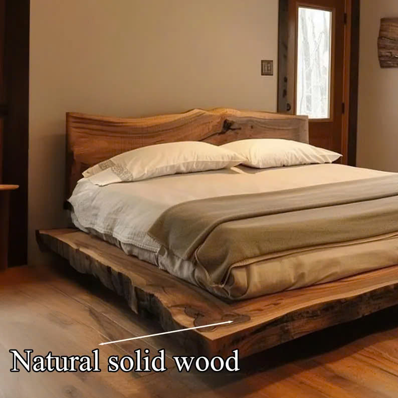 Solid Wood Bed Frame with Headboard Handmade Bedroom Decor SINLWB001