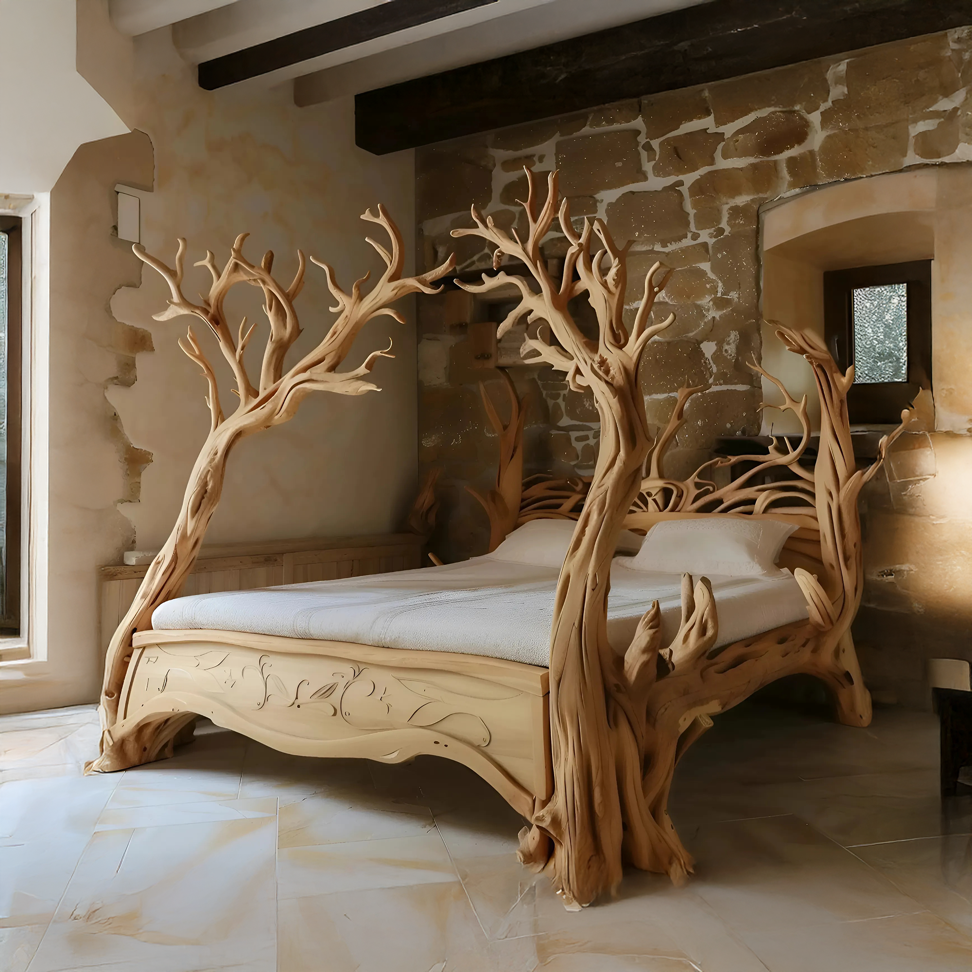 Rustic Bed Frame Queen Reclaimed Wood Furniture Handmade Decor Bedroom Her Gift SINLWB007