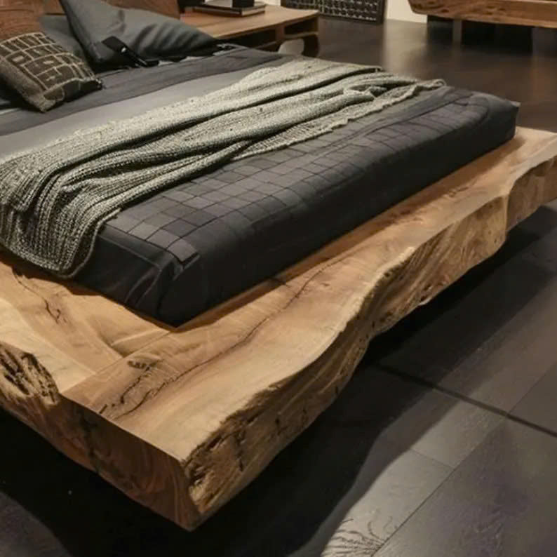 Wood Bed Frame Queen Rustic Bedroom Furniture Wood King Bed Frame SINLWB002