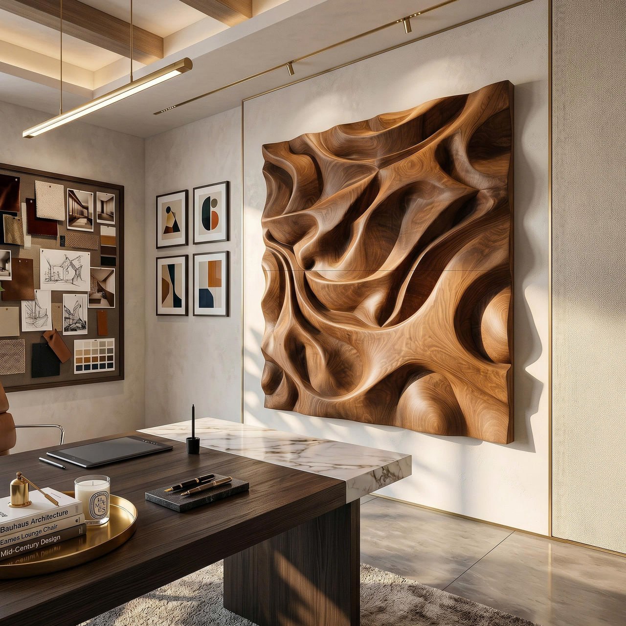Luxury Sculptural Relief Wood Wall Art Executive Office Interior Design SILDTTRWA125