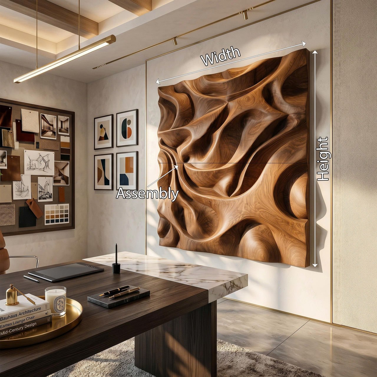 Luxury Sculptural Relief Wood Wall Art Executive Office Interior Design SILDTTRWA125