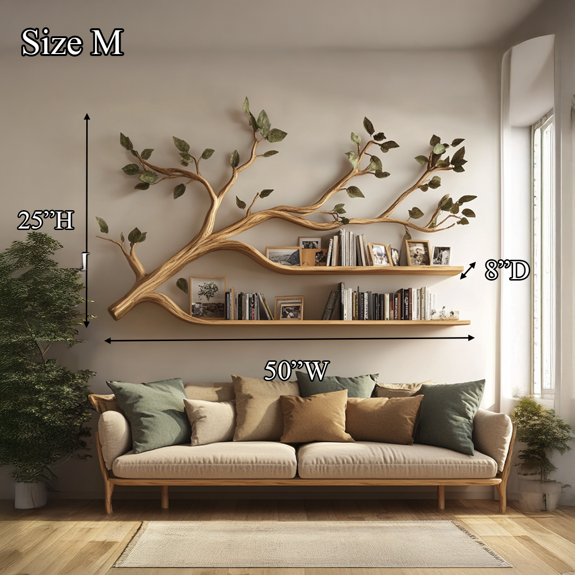 Rustic Artistic Tree Bookshelf Living Room Display SINLSATBS034