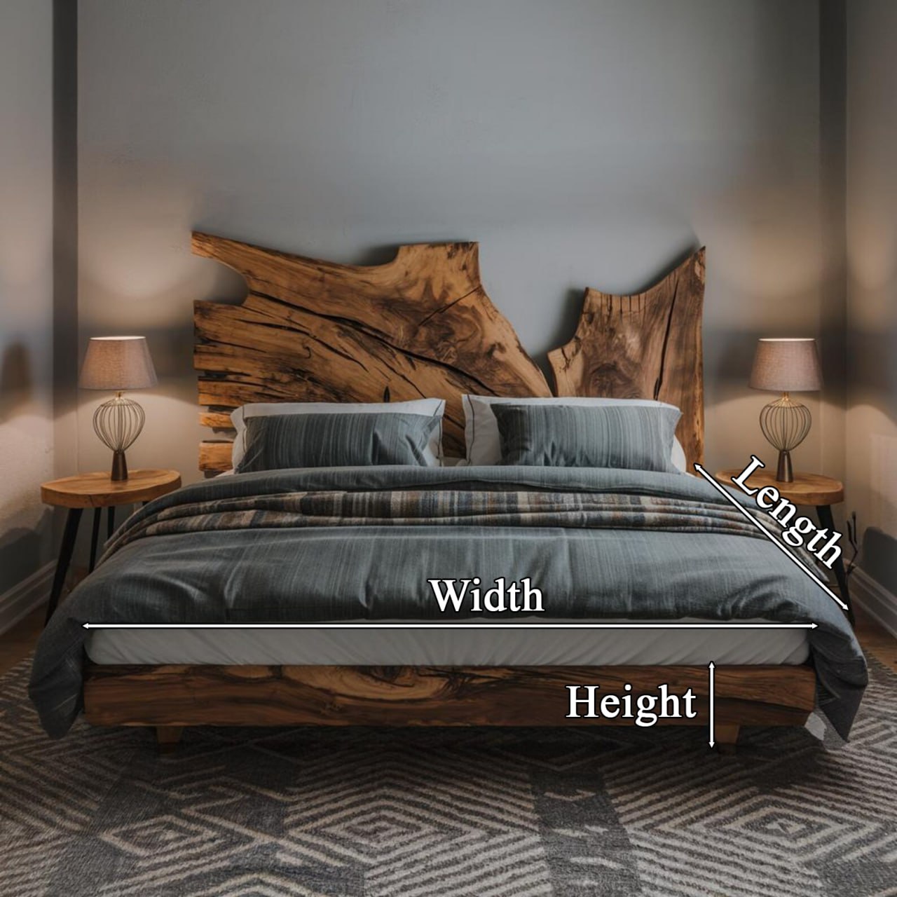 Rustic Live Edge Bed Frame For Modern Bedroom SITHWO006