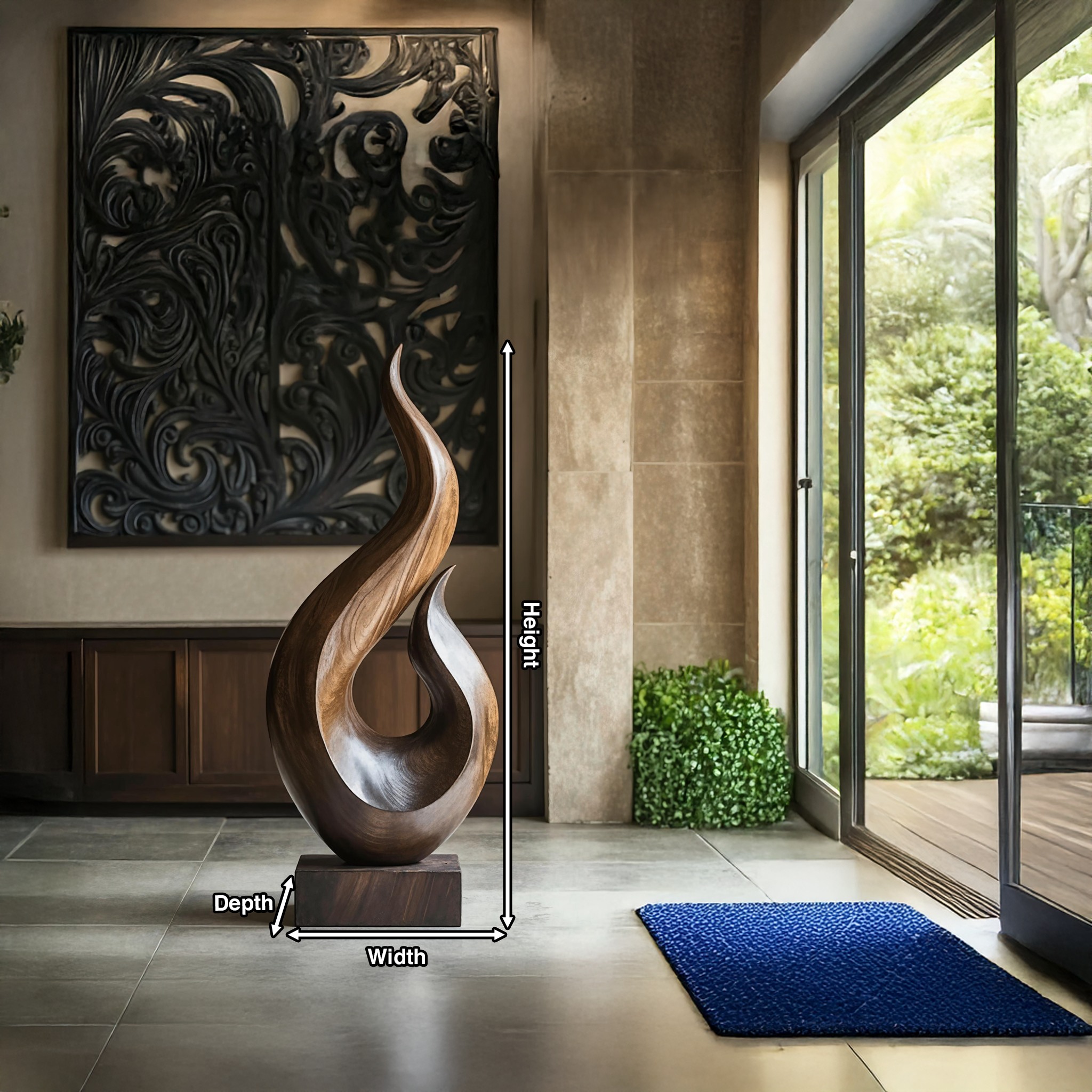 Handcrafted Abstract Wood Statue For Home Accent SILDTTNAS014