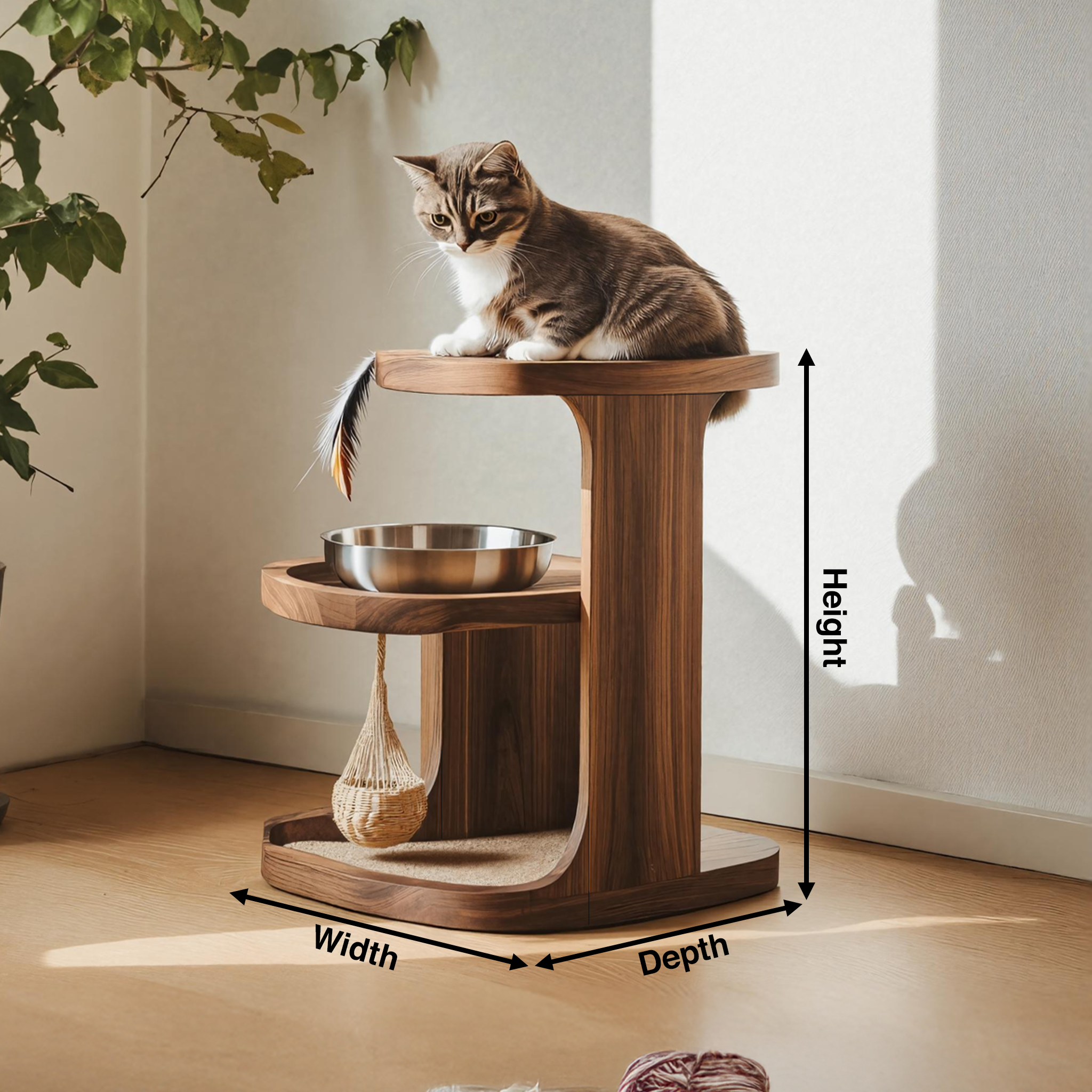 Handmade Pet Food Stand With Wooden Dog Bowl SILDTTNDBS009
