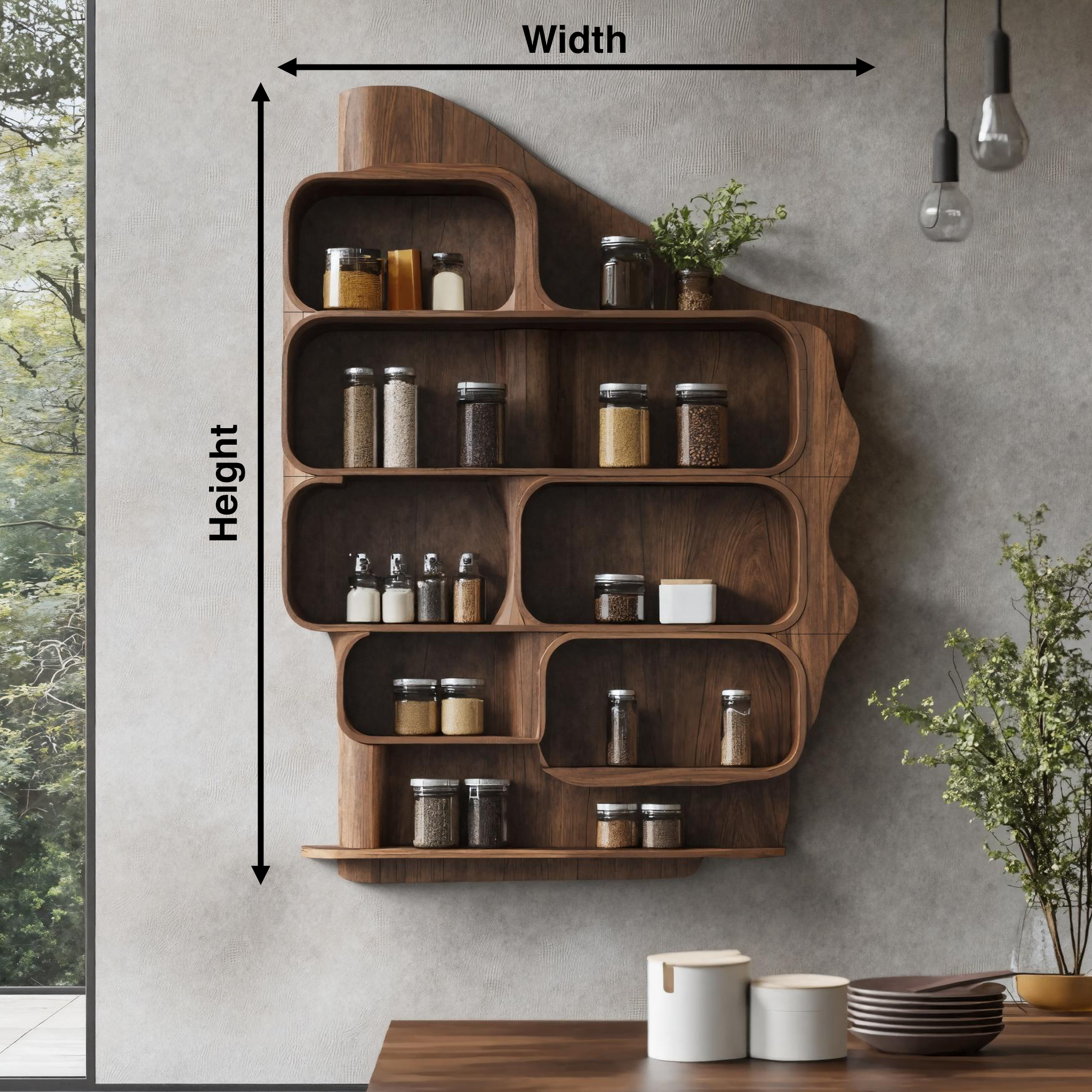 Handmade Wooden Spice Rack For Farmhouse Kitchen Wall SILDTTRSRS008