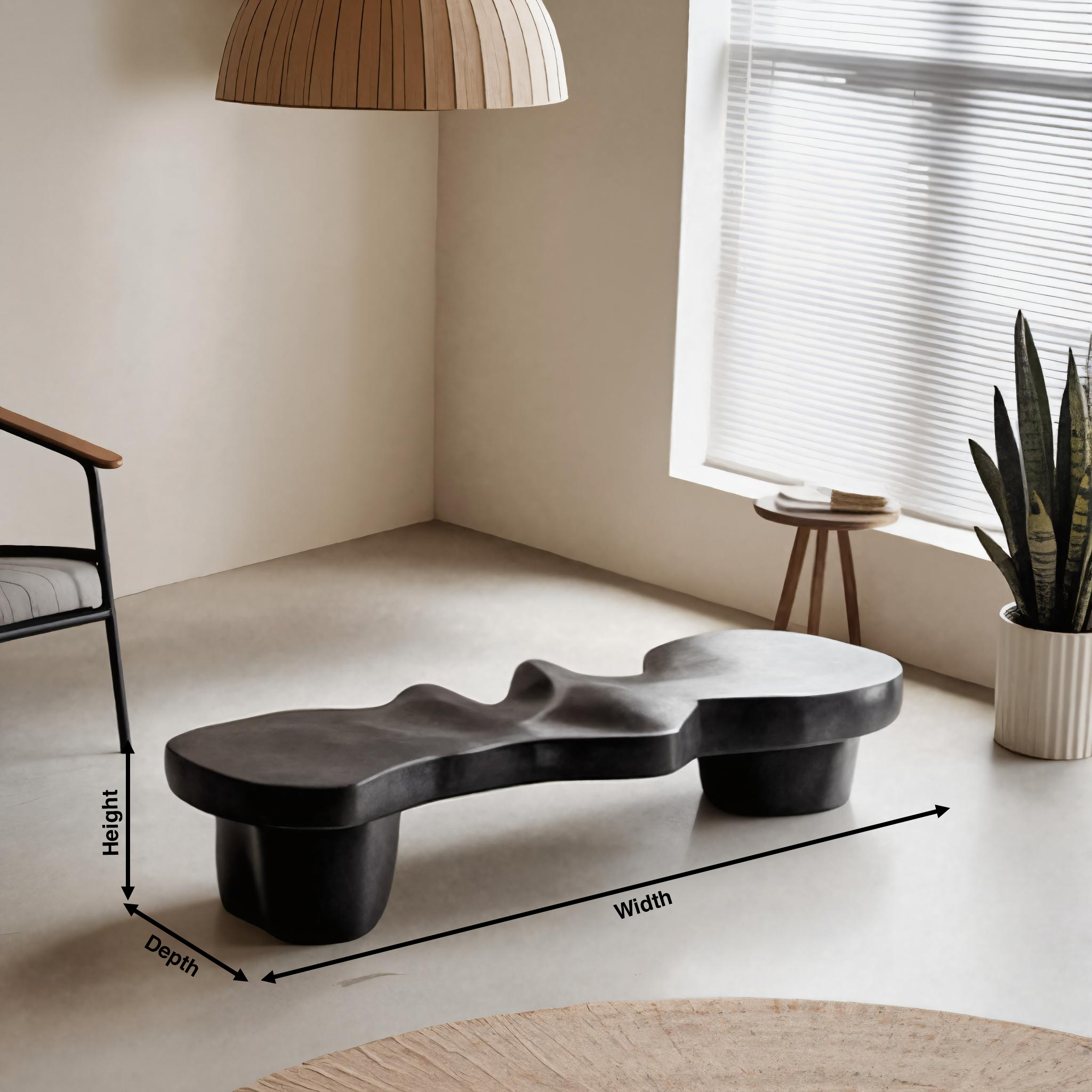 Contemporary Sculptural Wood Bench For Modern Living Room Or Gallery SITHHNCHR009