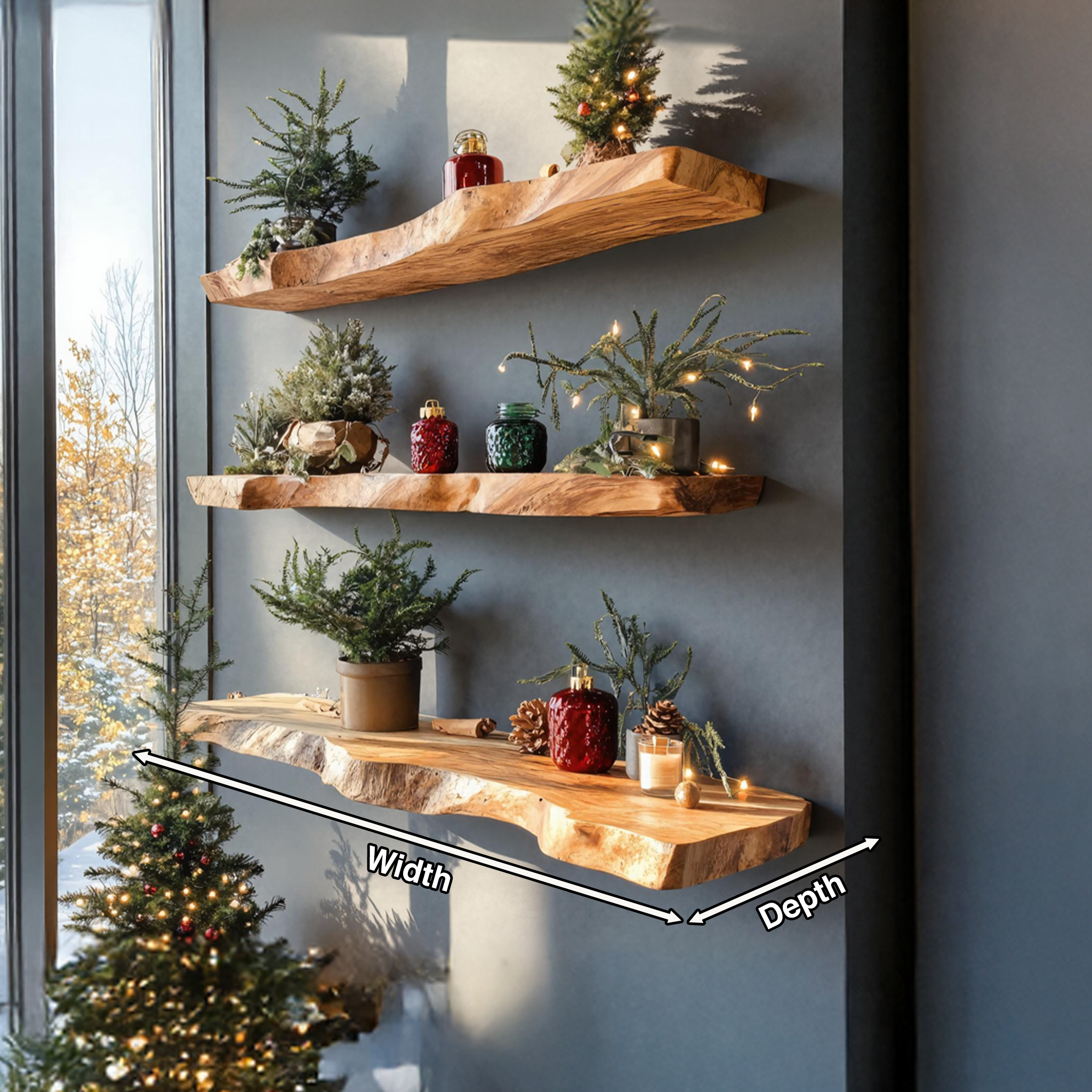 Handcrafted Wooden Floating Shelf For Entryway Christmas Design SILDTTNCFL011
