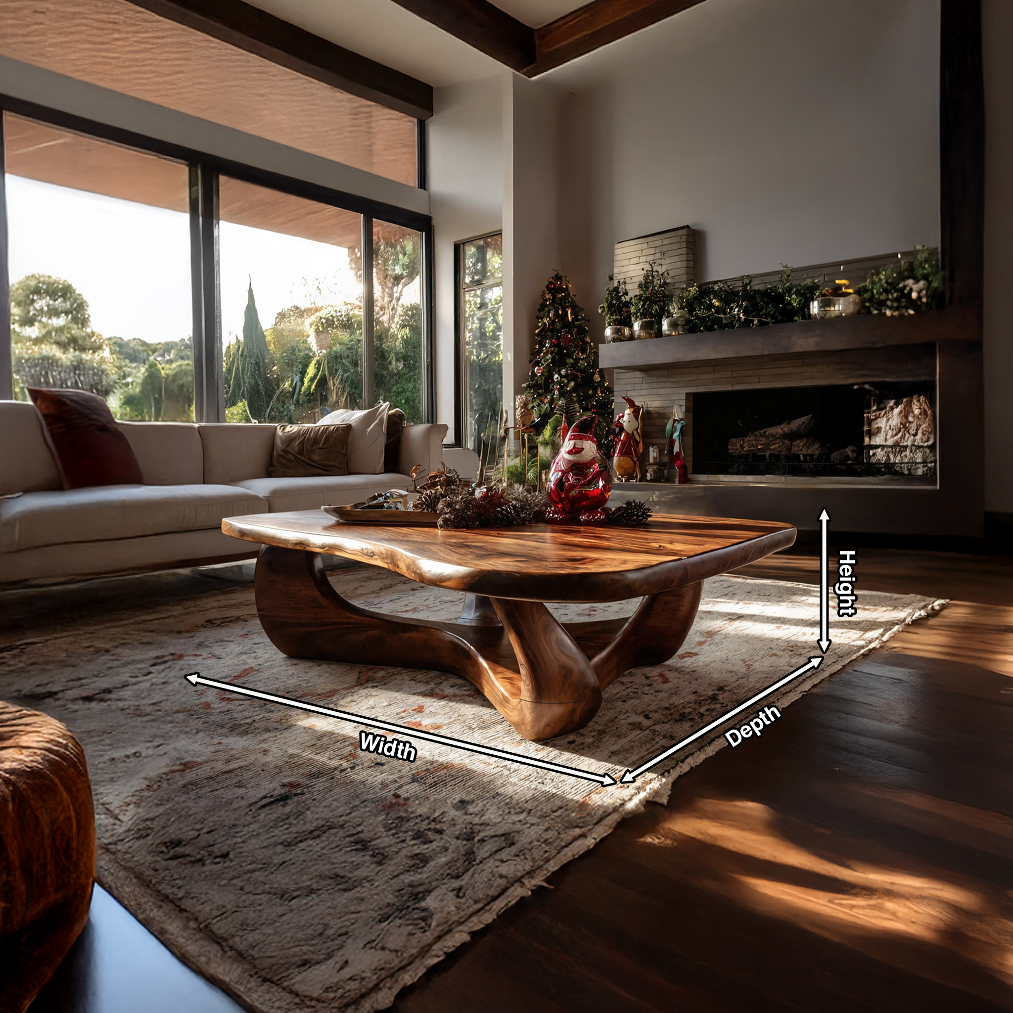 Rustic Wooden Live Edge Coffee Table For Holiday Home Furniture SILDTTRCCF017
