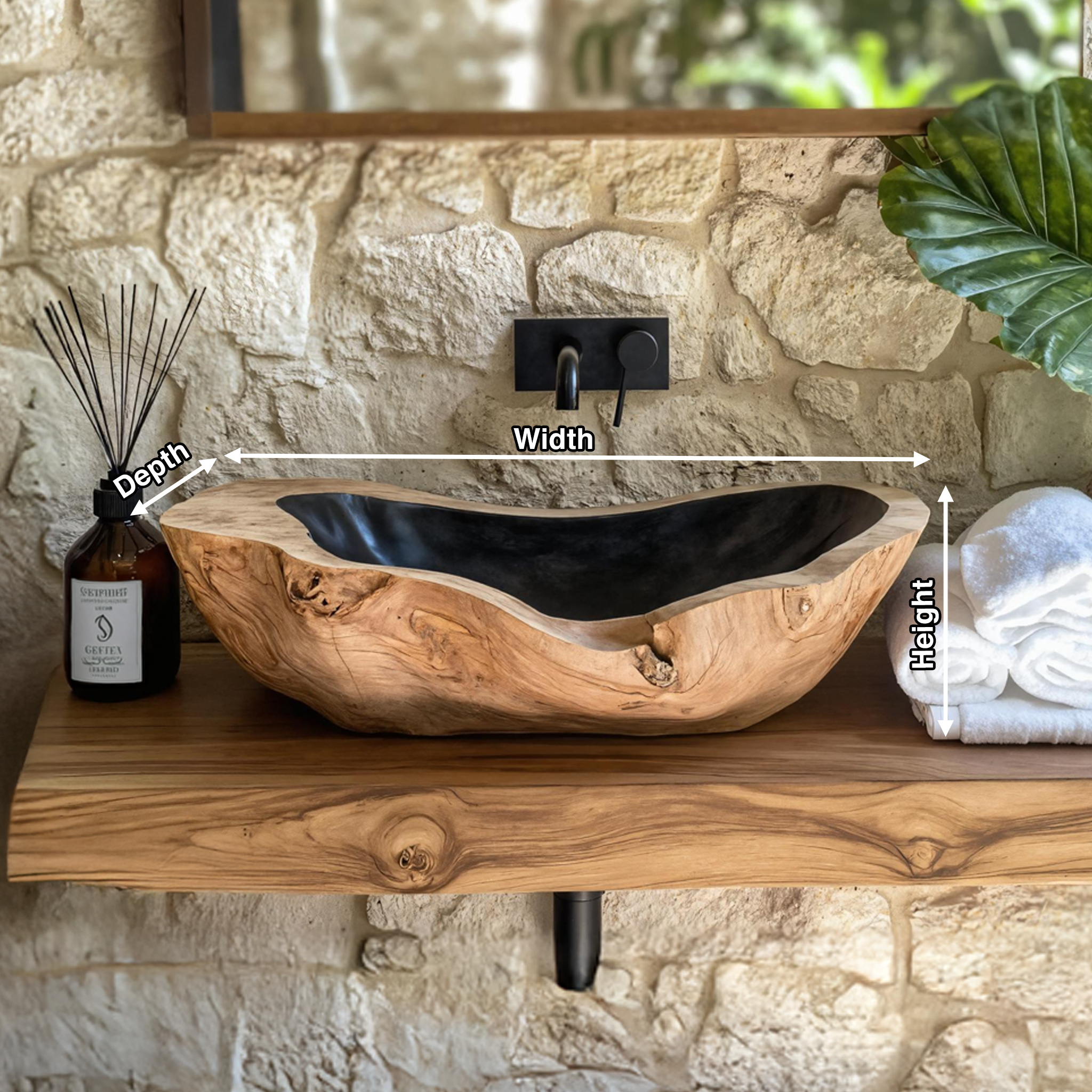 Handcrafted Wooden Vessel Sink For Bathroom Art Decor SILDTTNVS014
