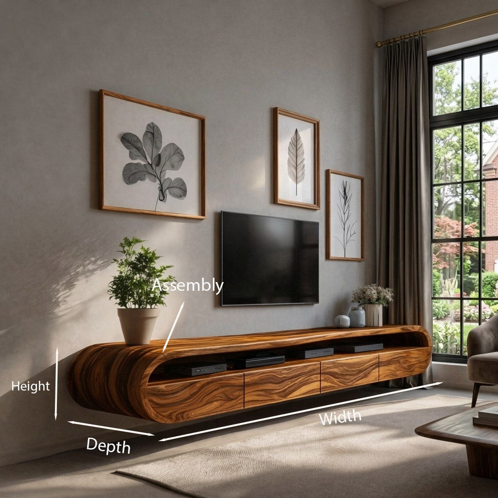 Modern Floating TV Console With Rounded Edge For Living Room SITHTTTVC022