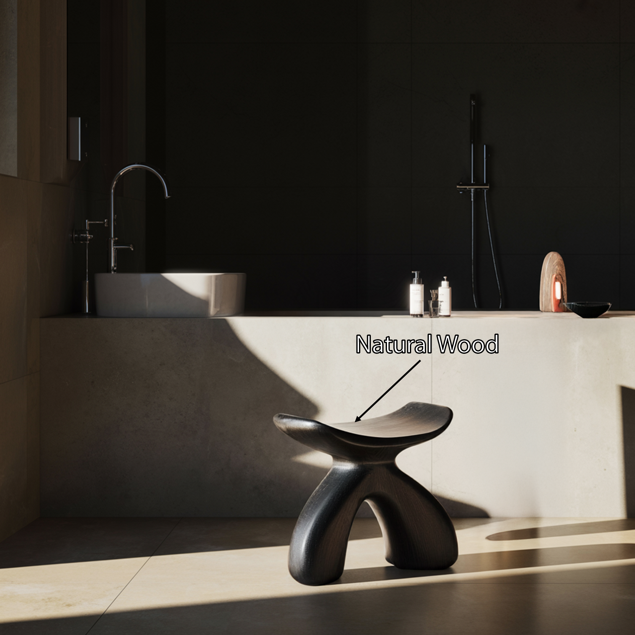 Handcrafted Shower Stool For Wooden Bathroom Style SILDTTRSB005