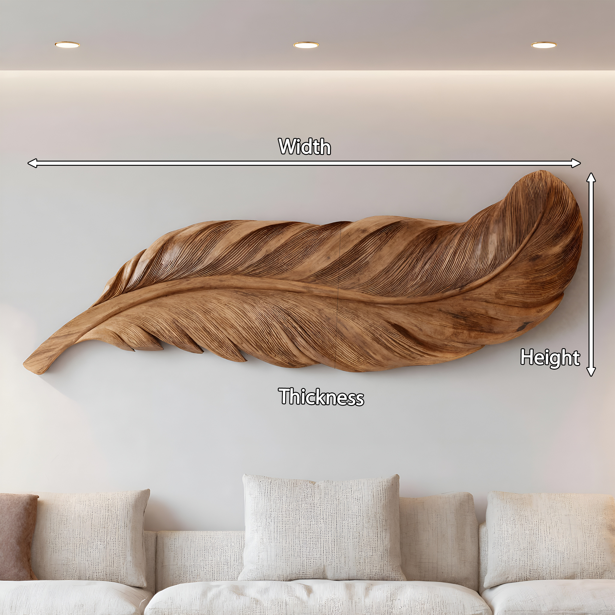Organic Carved Feather Wall Art For Modern Living Room RTTHHNWA100