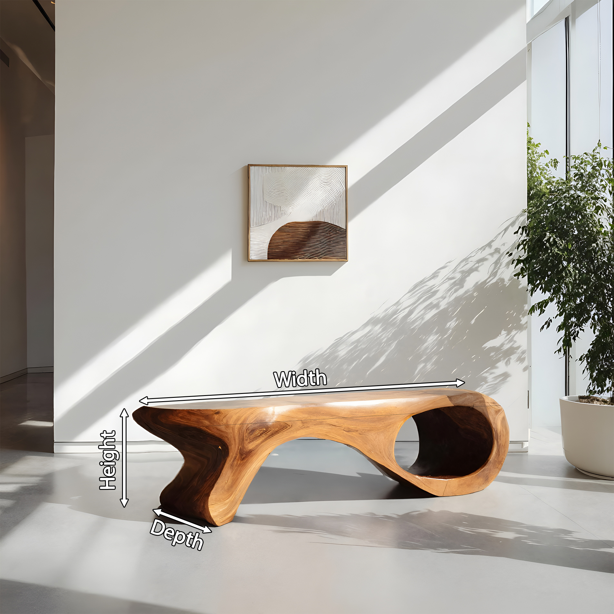 Artistic Sculptural Organic Bench For Entryway Decor SITHHNCHR060
